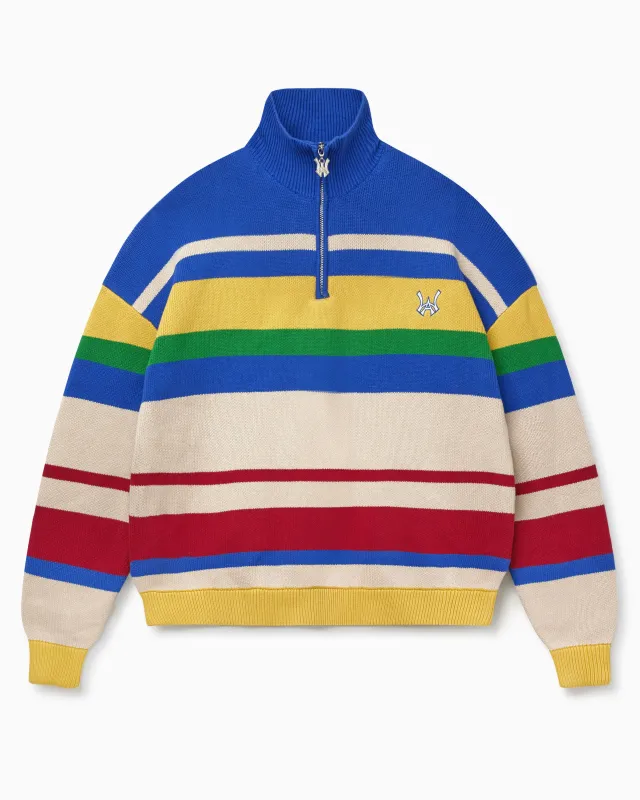 Horizon Stripe Quarter Zip Sweater- Multi made by Wisdom of Age