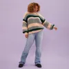 Louise Stripe Balloon Sleeve Jumper - Bottle Green sold by Cara & The Sky