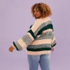 Louise Stripe Balloon Sleeve Jumper - Bottle Green sold by Cara & The Sky