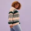 Louise Stripe Balloon Sleeve Jumper - Bottle Green sold by Cara & The Sky