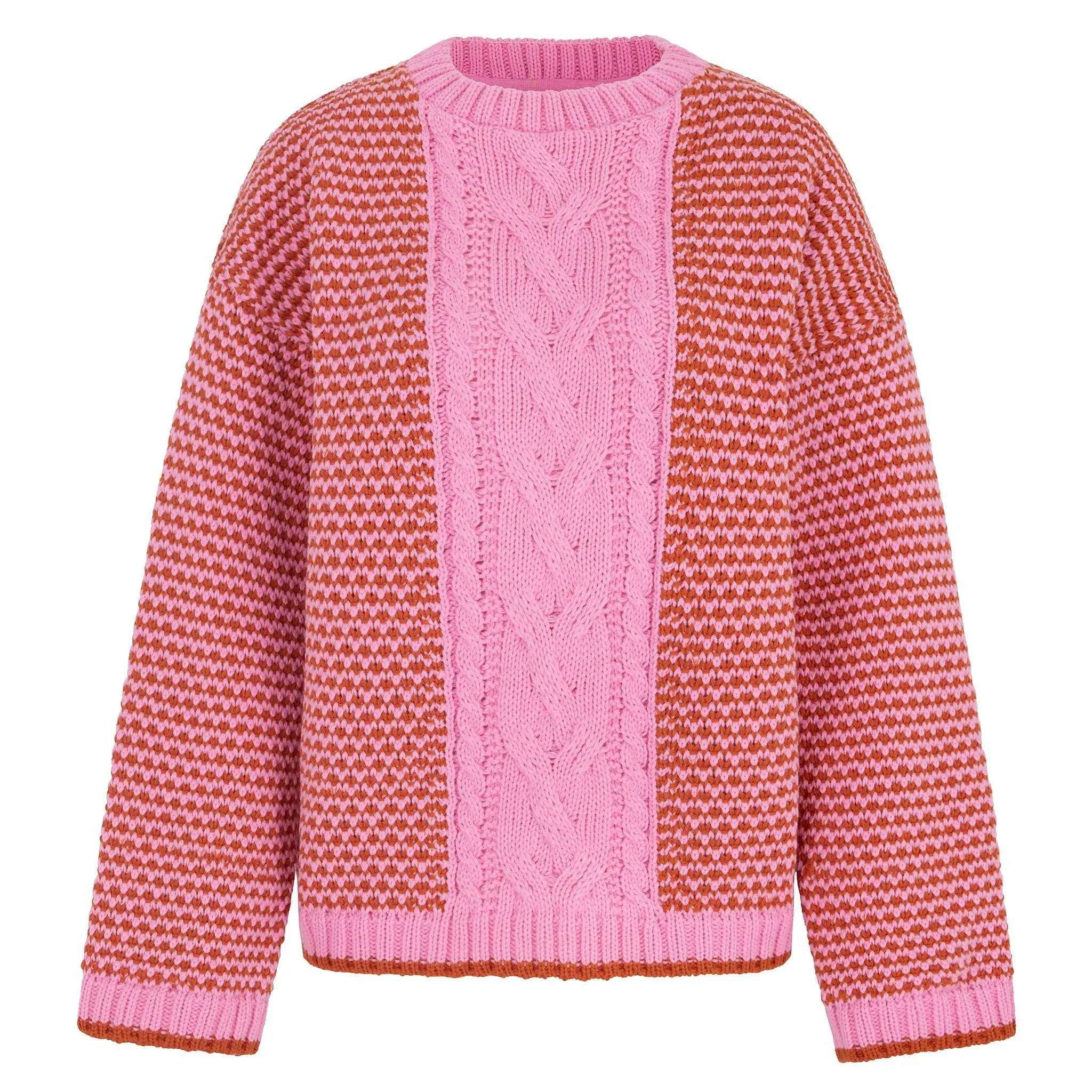 Frankie Cable Knit Crew Neck Jumper - Pink sold by Cara & The Sky product image thumbnail 2