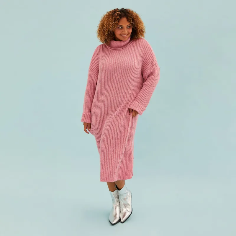 Joey Roll Neck Midi Dress - Dusky Pink sold by Cara & The Sky