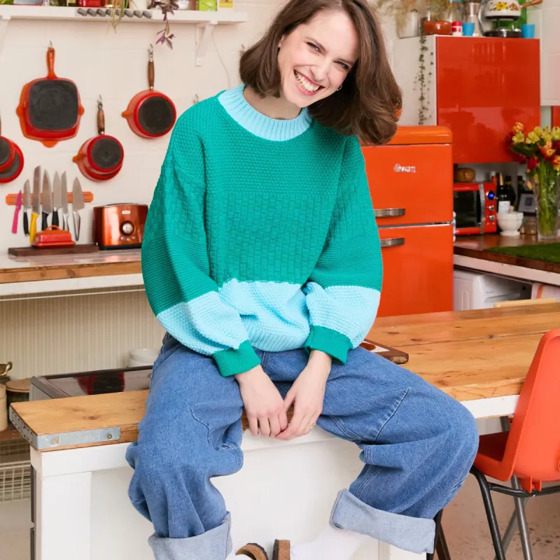 Taz Recycled Cotton Mix Two Tone Jumper - Green sold by Cara & The Sky