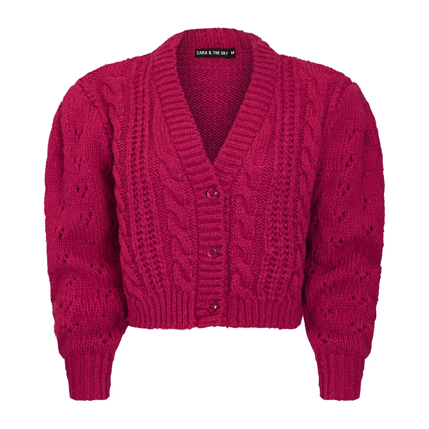 Rocky Cable Cropped Cardigan - Hot Pink sold by Cara & The Sky product image thumbnail 2