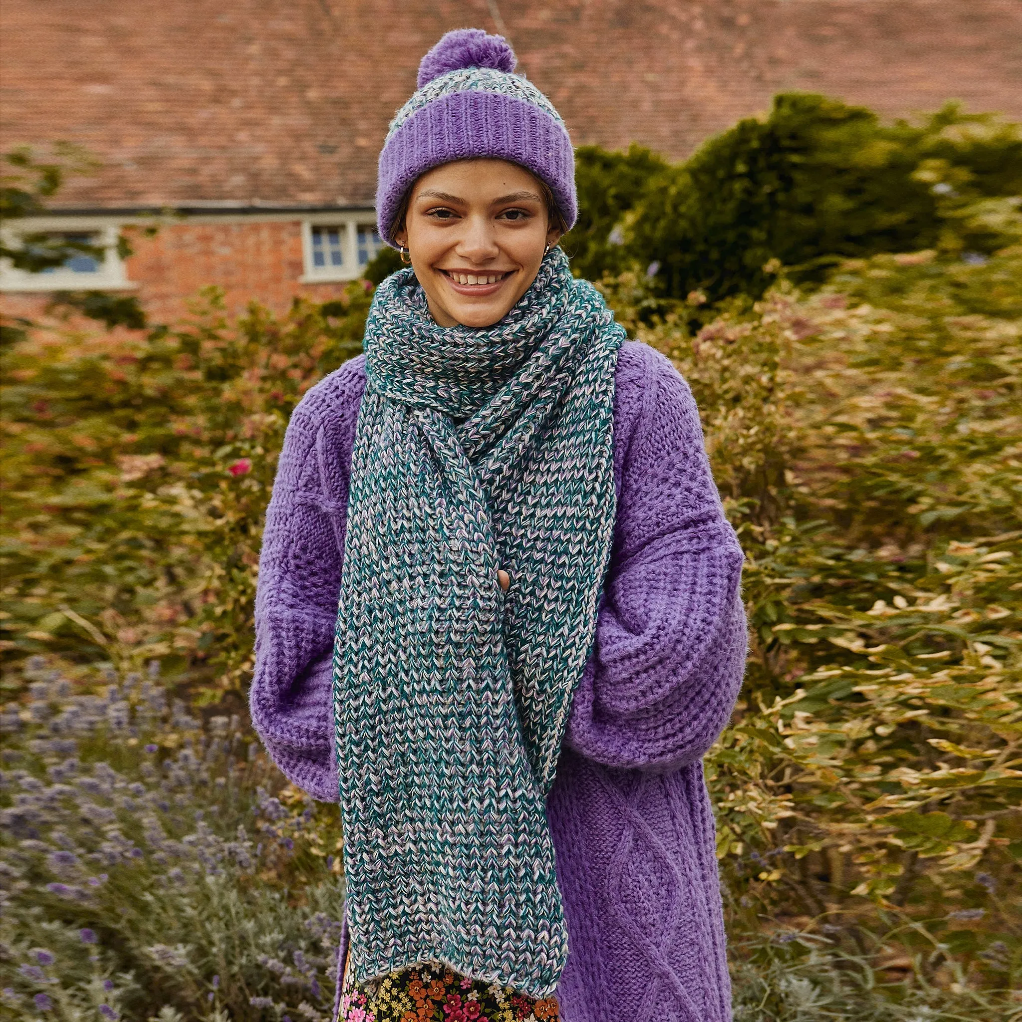 Lolly Twist Beanie Bobble Hat - Purple sold by Cara & The Sky product image thumbnail 3