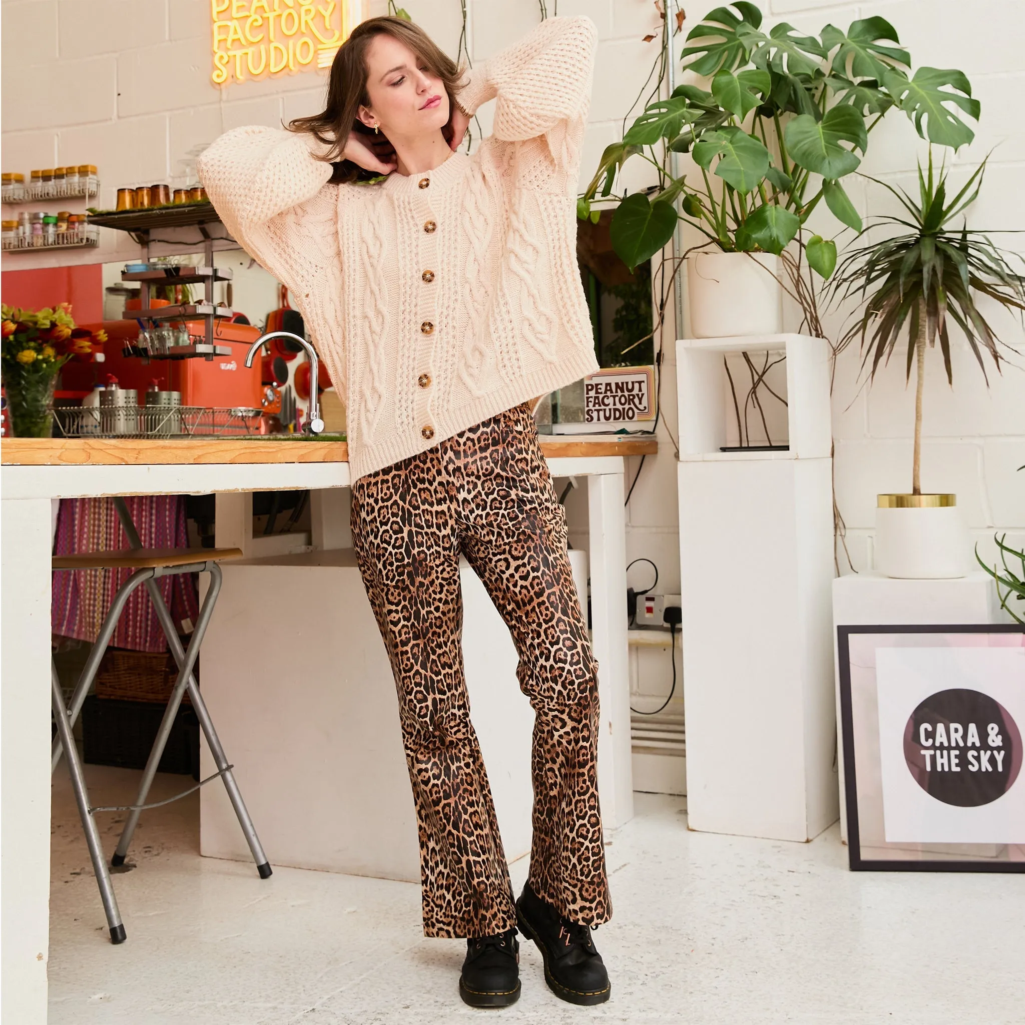 Brigit Heart Stitch Balloon Sleeve Cardigan - Off White sold by Cara & The Sky product image thumbnail 4