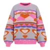 Poppy Heart Intarsia Balloon Sleeve Oversized Jumper - Blue sold by Cara & The Sky