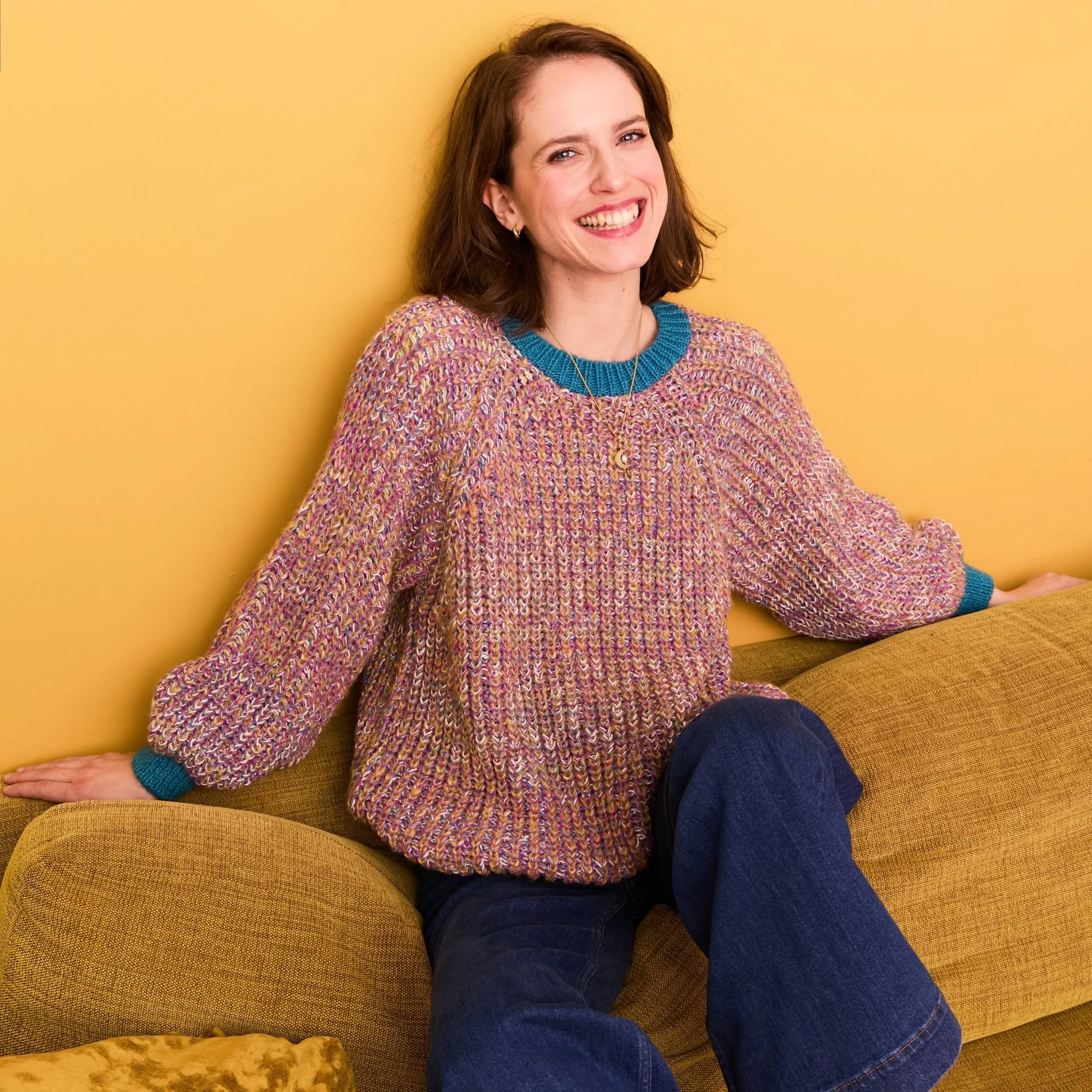 Debbie Recycled Cotton Blend Oversized Balloon Sleeve Jumper - Teal sold by Cara & The Sky product image thumbnail 4