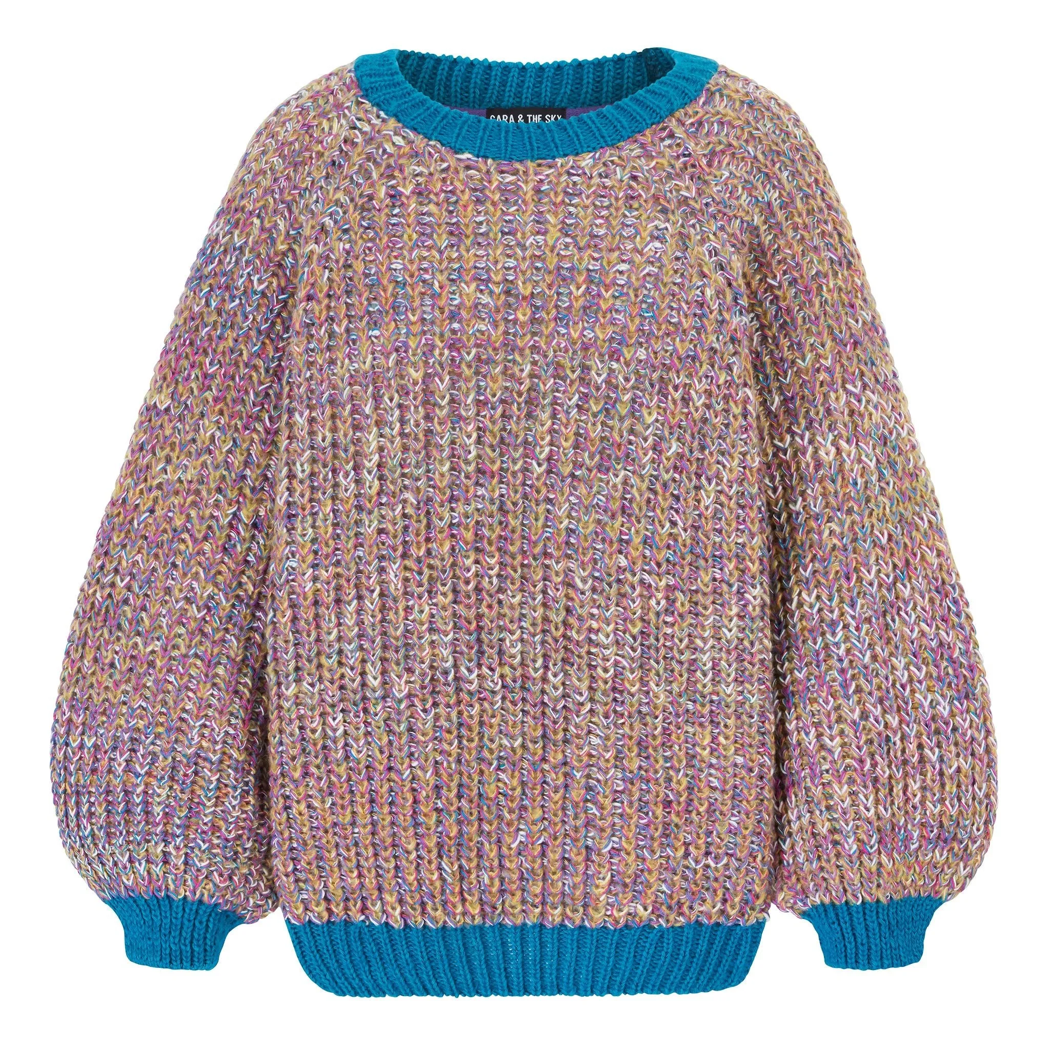 Debbie Recycled Cotton Blend Oversized Balloon Sleeve Jumper - Teal sold by Cara & The Sky product image thumbnail 2
