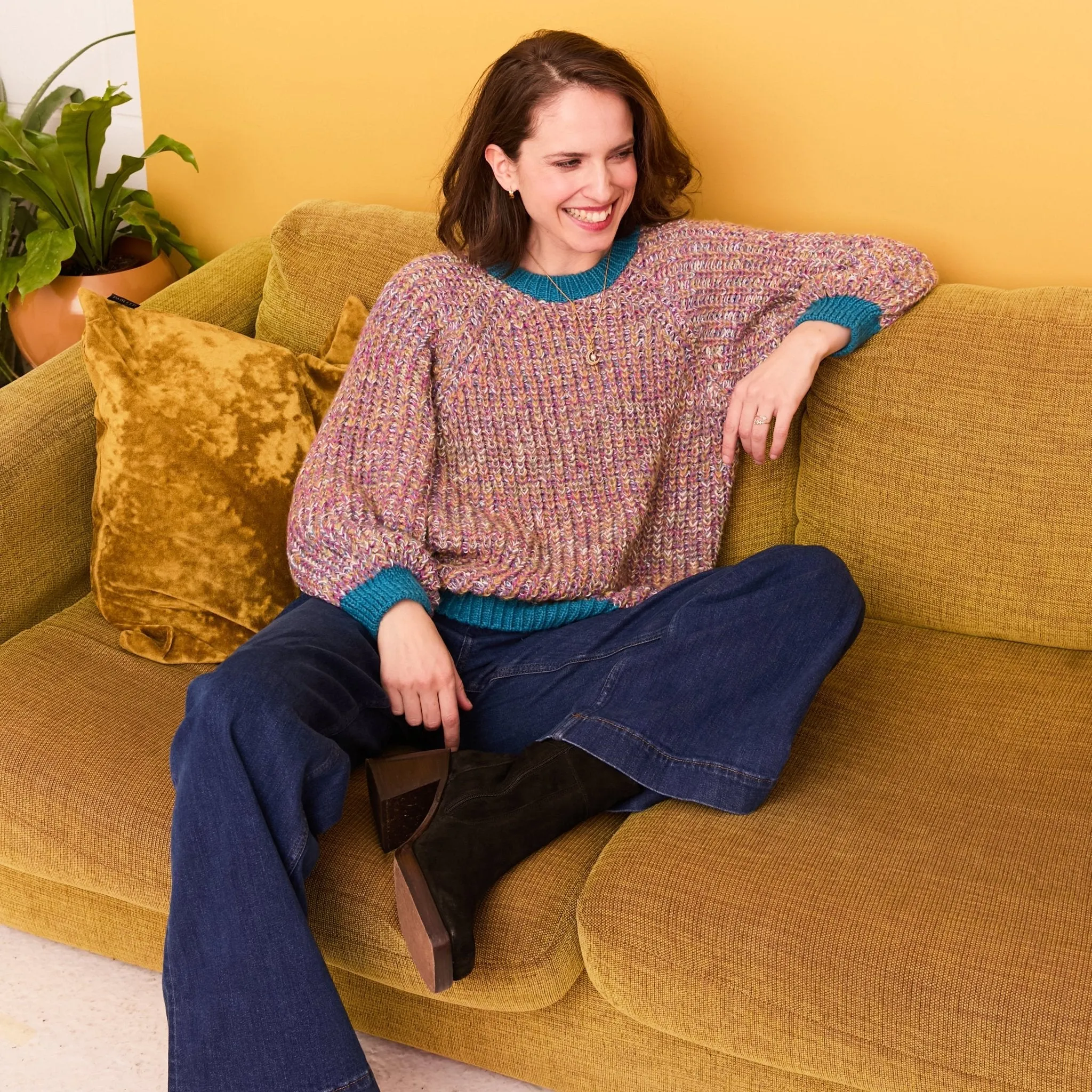 Debbie Recycled Cotton Blend Oversized Balloon Sleeve Jumper - Teal sold by Cara & The Sky product image thumbnail 5