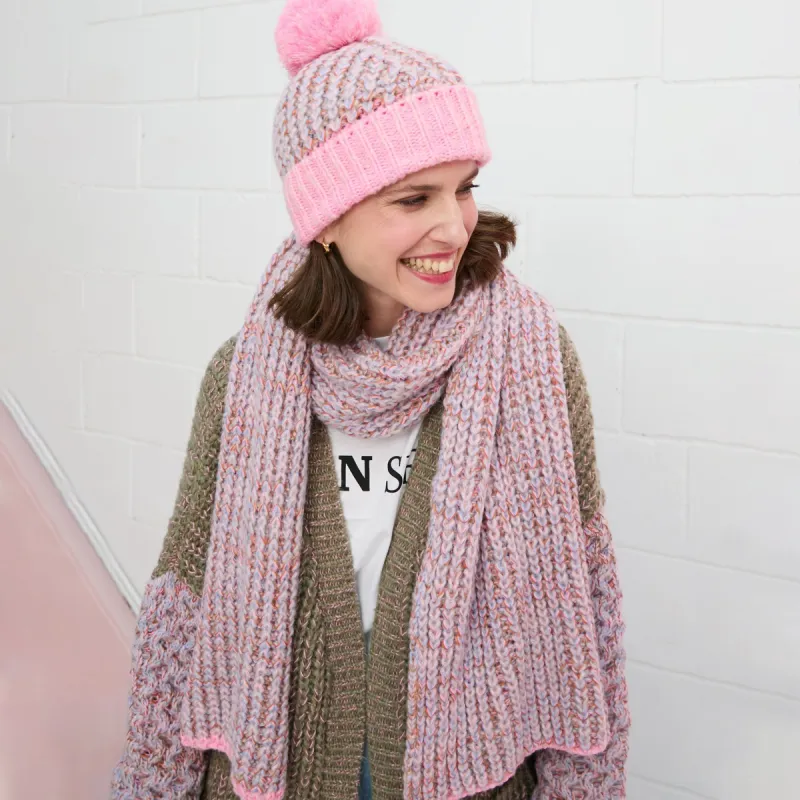 Florence Twist Oversized Knitted Scarf - Pink made by Cara & The Sky