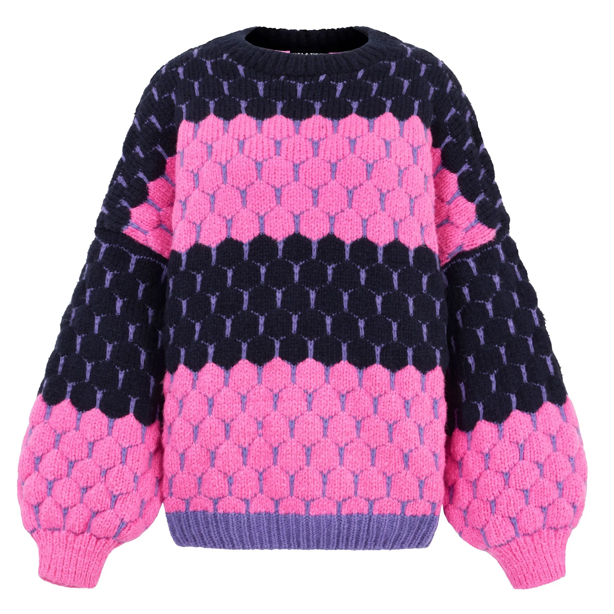 Marissa Stripe Bubble Stitch Jumper - Navy sold by Cara & The Sky product image thumbnail 2