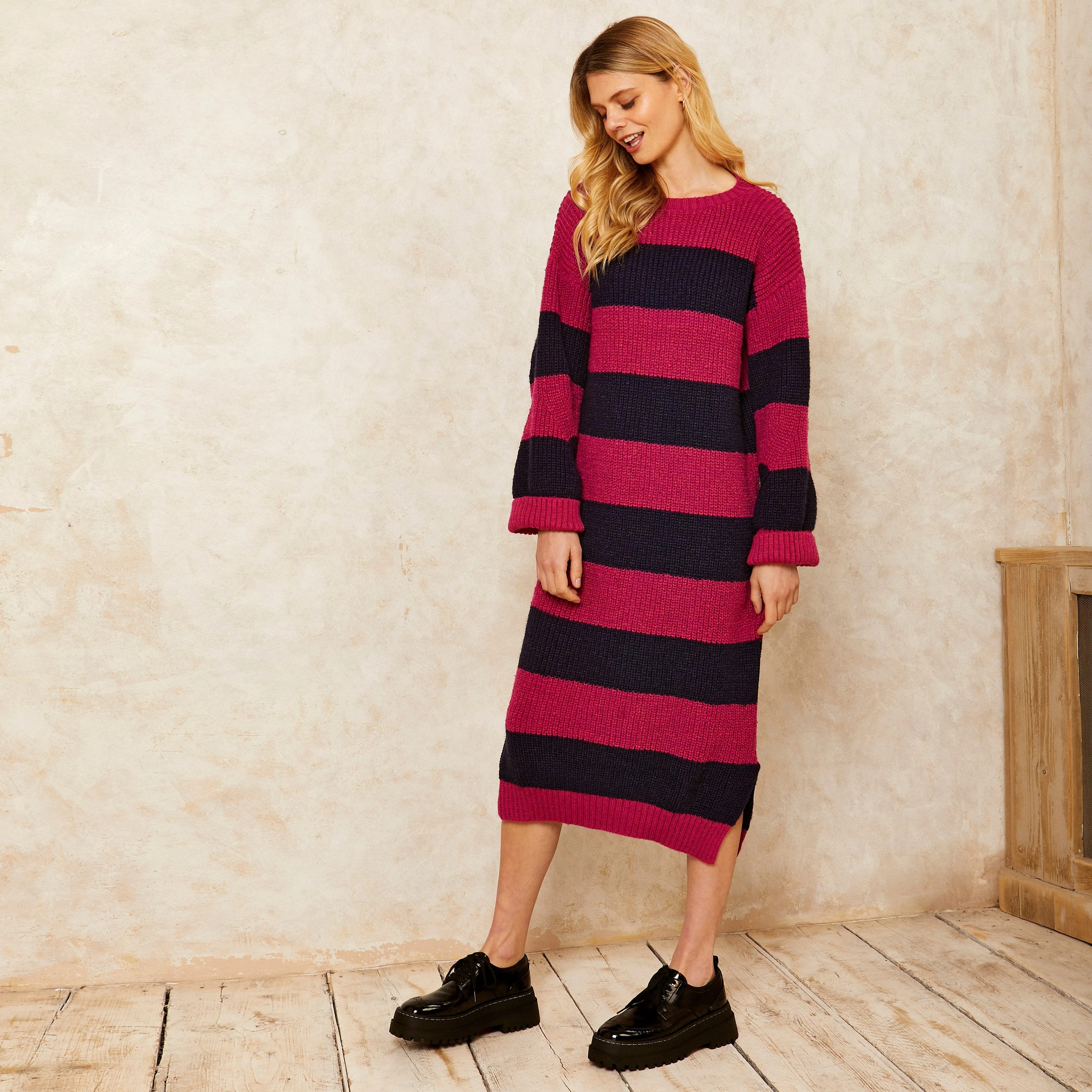 Antonia Chunky Stripe Midi Dress - Navy sold by Cara & The Sky product image thumbnail 5