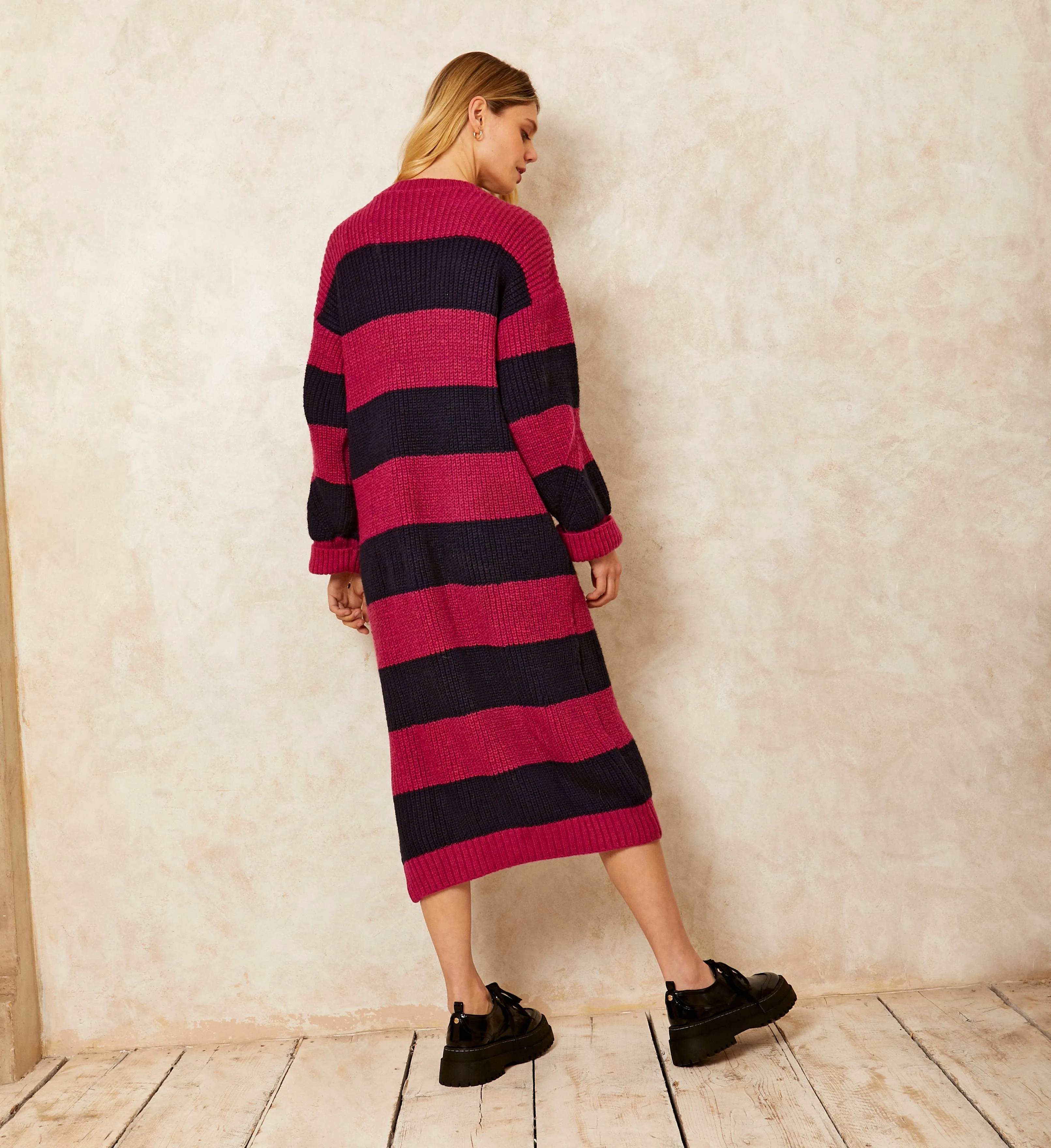 Antonia Chunky Stripe Midi Dress - Navy sold by Cara & The Sky product image thumbnail 2