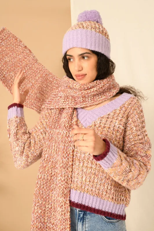 Florence and Lolly Hat & Scarf Set - Lilac made by Cara & The Sky