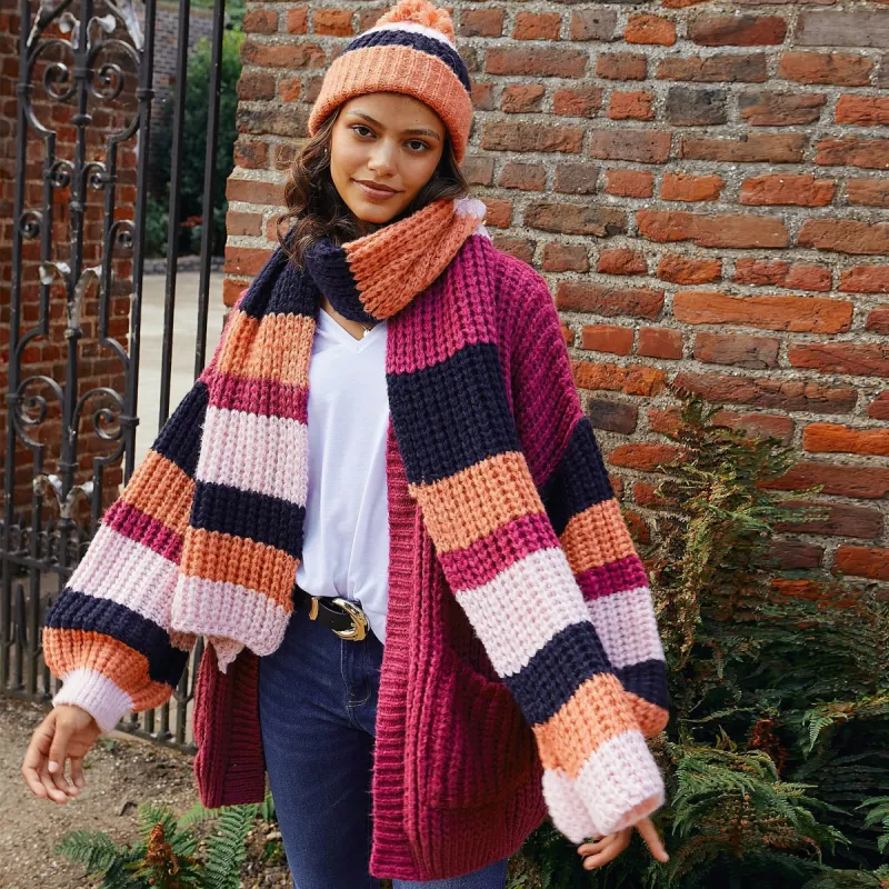 Phoebe Hat & Leia Scarf Set - Berry sold by Cara & The Sky