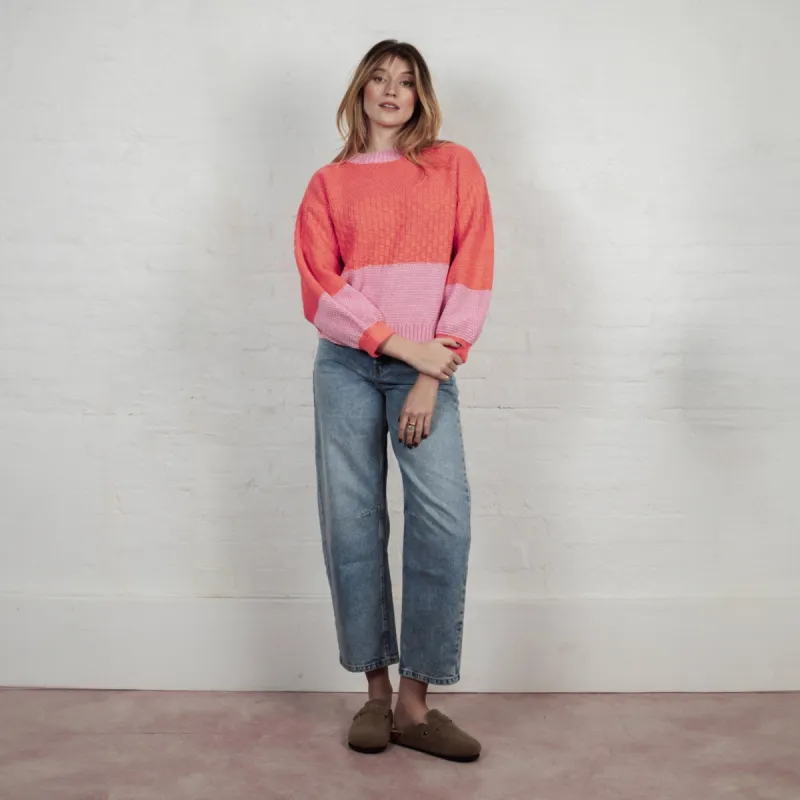 Taz Recycled Cotton Mix Two Tone Jumper - Pink sold by Cara & The Sky