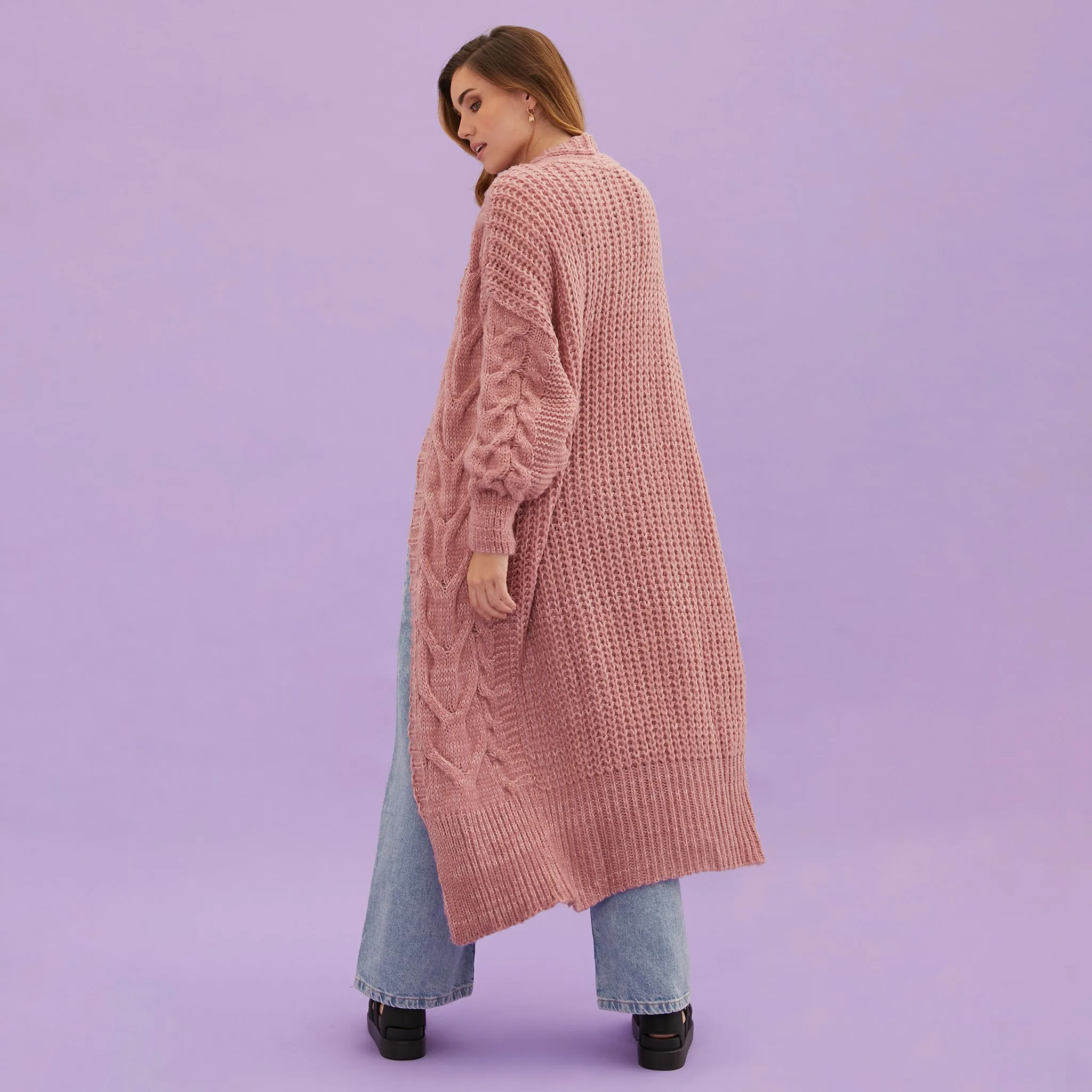 RESALE | Alex Cable Balloon Sleeve Maxi Cardigan - Dusky Pink sold by Cara & The Sky product image thumbnail 4