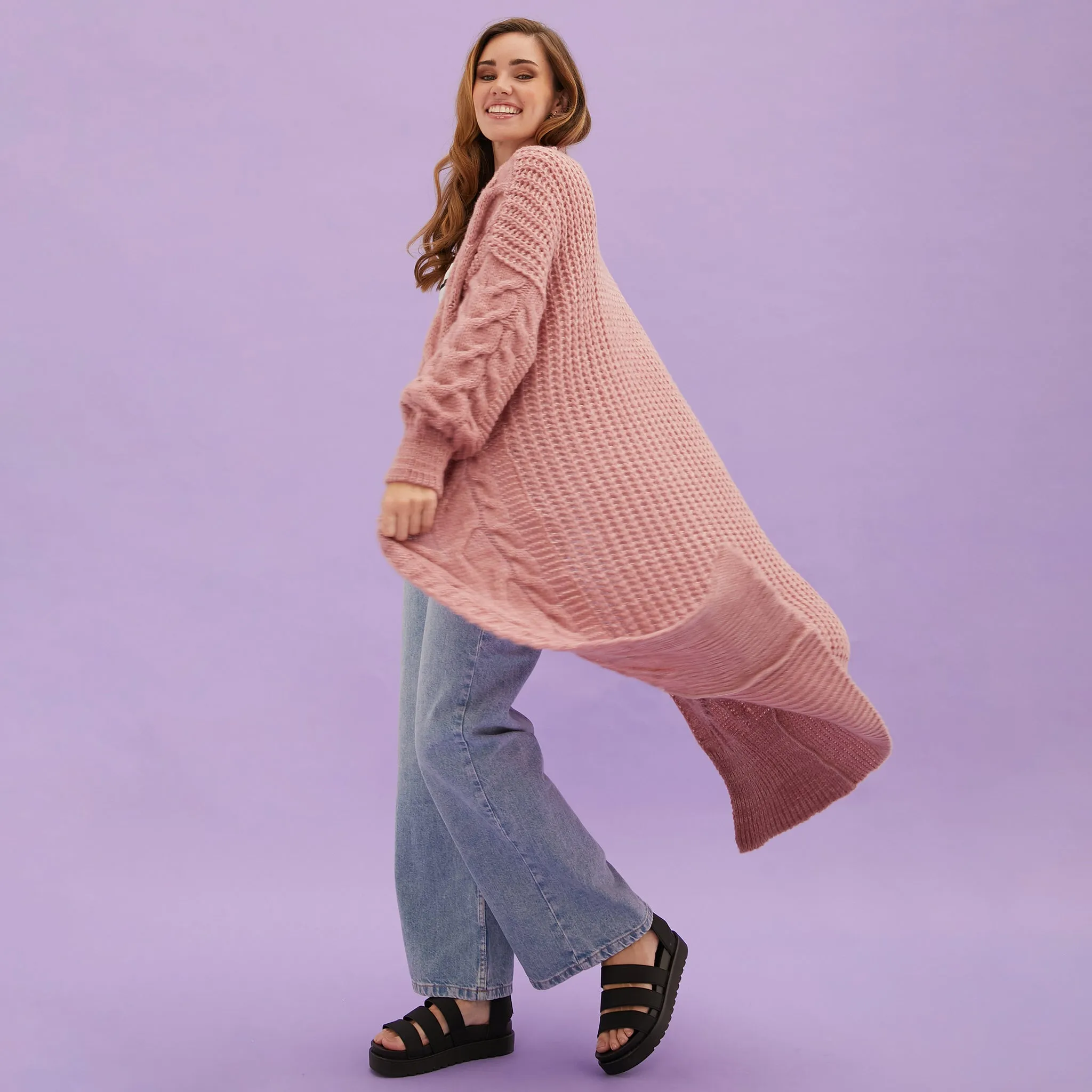 RESALE | Alex Cable Balloon Sleeve Maxi Cardigan - Dusky Pink sold by Cara & The Sky product image thumbnail 5