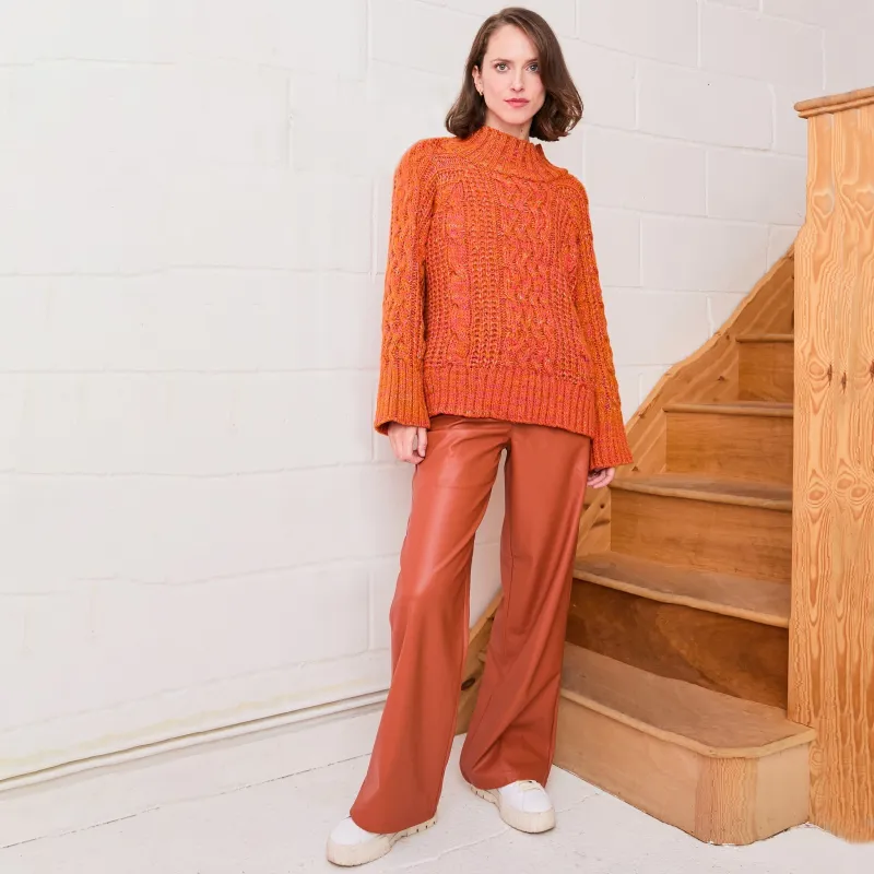 RESALE | Sarah Cable Wide Sleeve Knit High Neck Jumper - Orange sold by Cara & The Sky