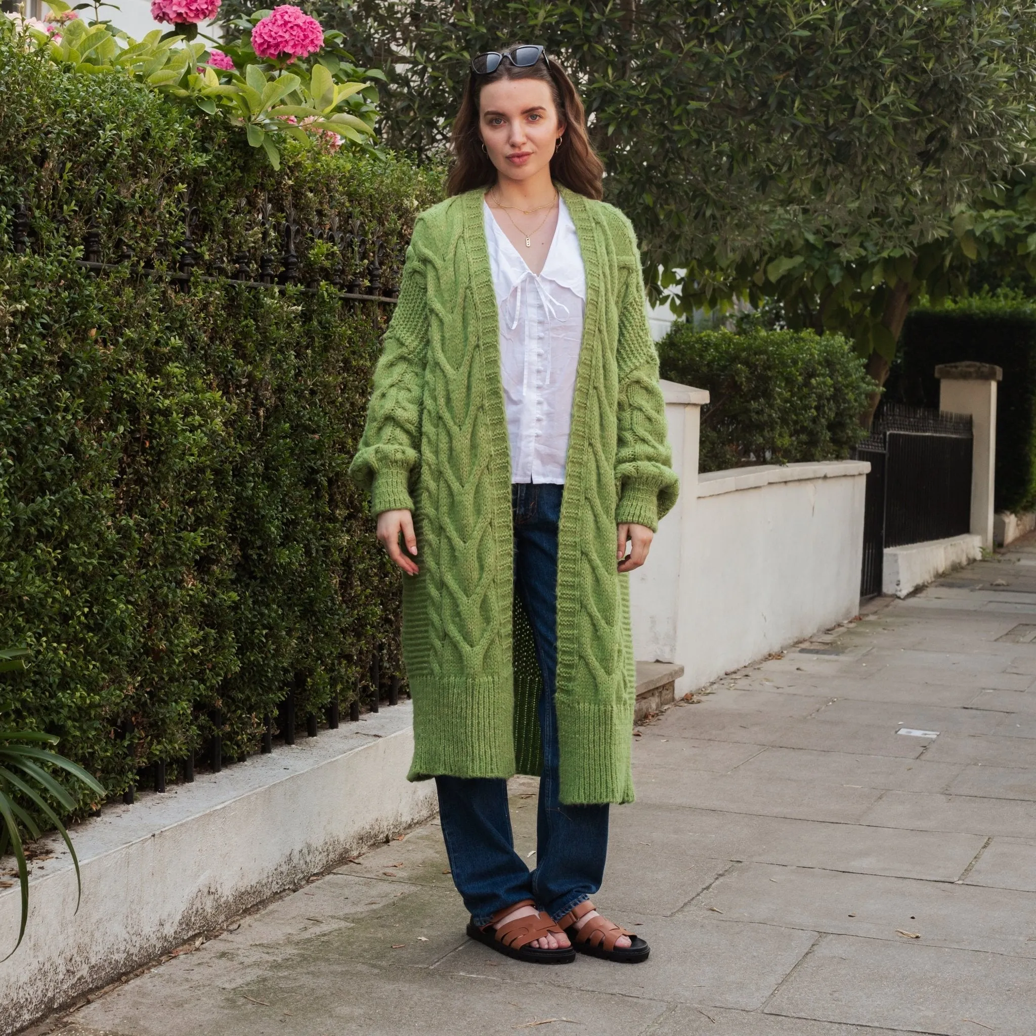 RESALE | Alex Cable Longline Balloon Sleeve Cardigan - Green sold by Cara & The Sky product image thumbnail 4
