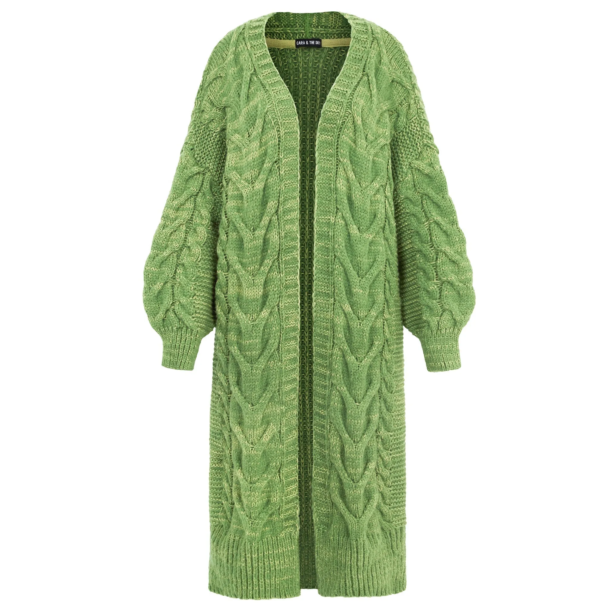 RESALE | Alex Cable Longline Balloon Sleeve Cardigan - Green sold by Cara & The Sky product image thumbnail 2