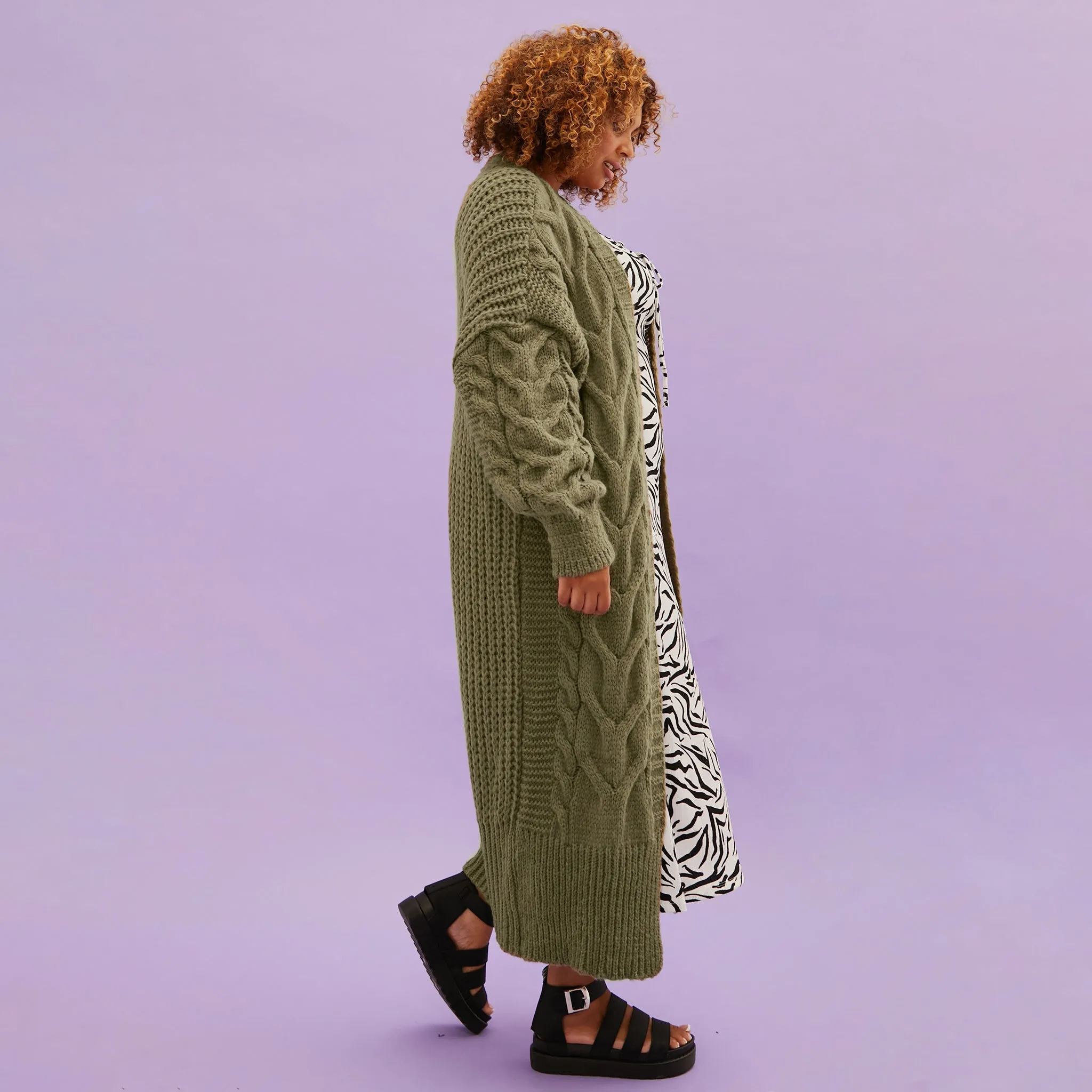 RESALE | Alex Cable Balloon Sleeve Maxi Cardigan - Khaki sold by Cara & The Sky product image thumbnail 4