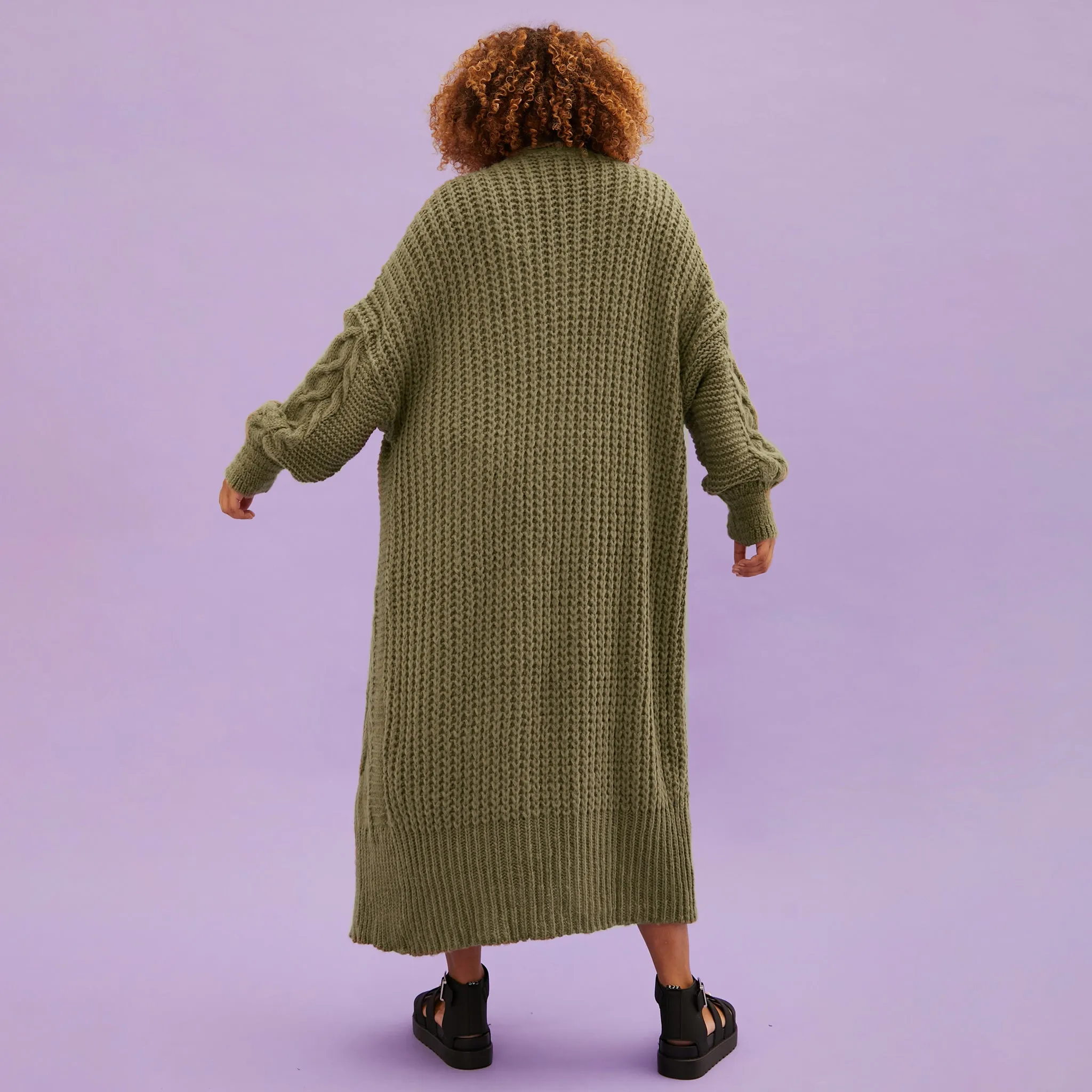 RESALE | Alex Cable Balloon Sleeve Maxi Cardigan - Khaki sold by Cara & The Sky product image thumbnail 5