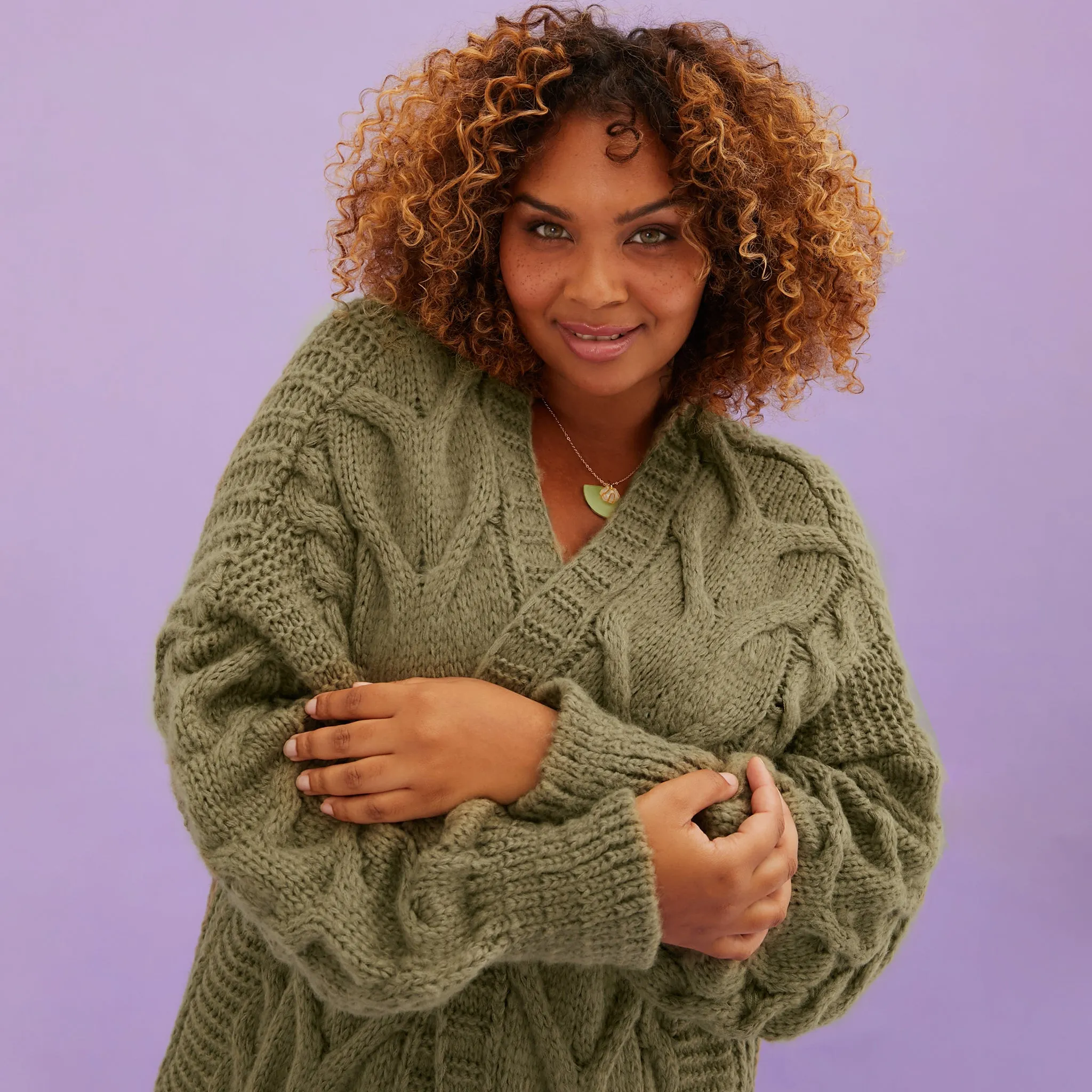 RESALE | Alex Cable Balloon Sleeve Maxi Cardigan - Khaki sold by Cara & The Sky product image thumbnail 3