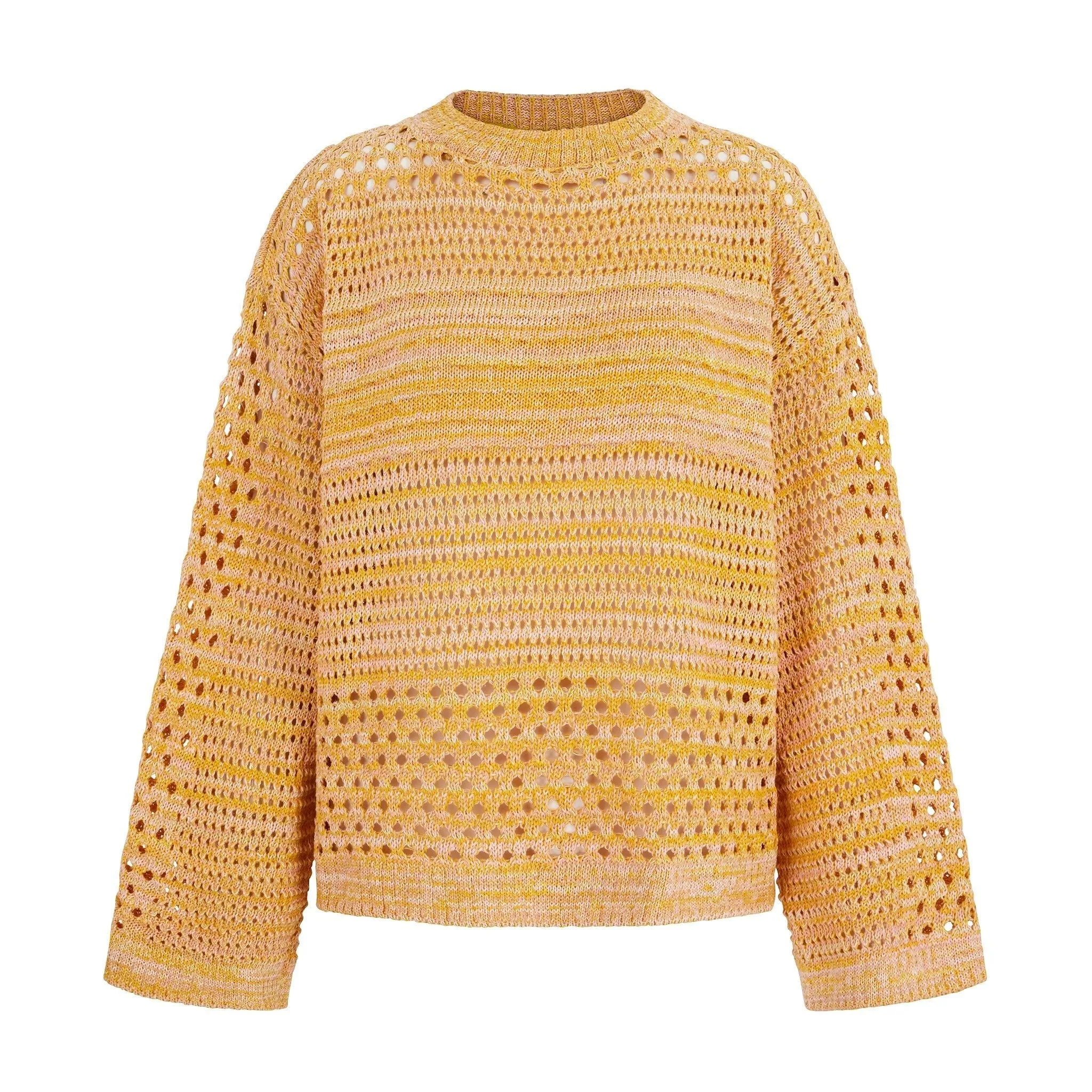 RESALE | Gala Recycled Cotton Mix Pointelle Wide Sleeve Jumper - Orange sold by Cara & The Sky product image thumbnail 4