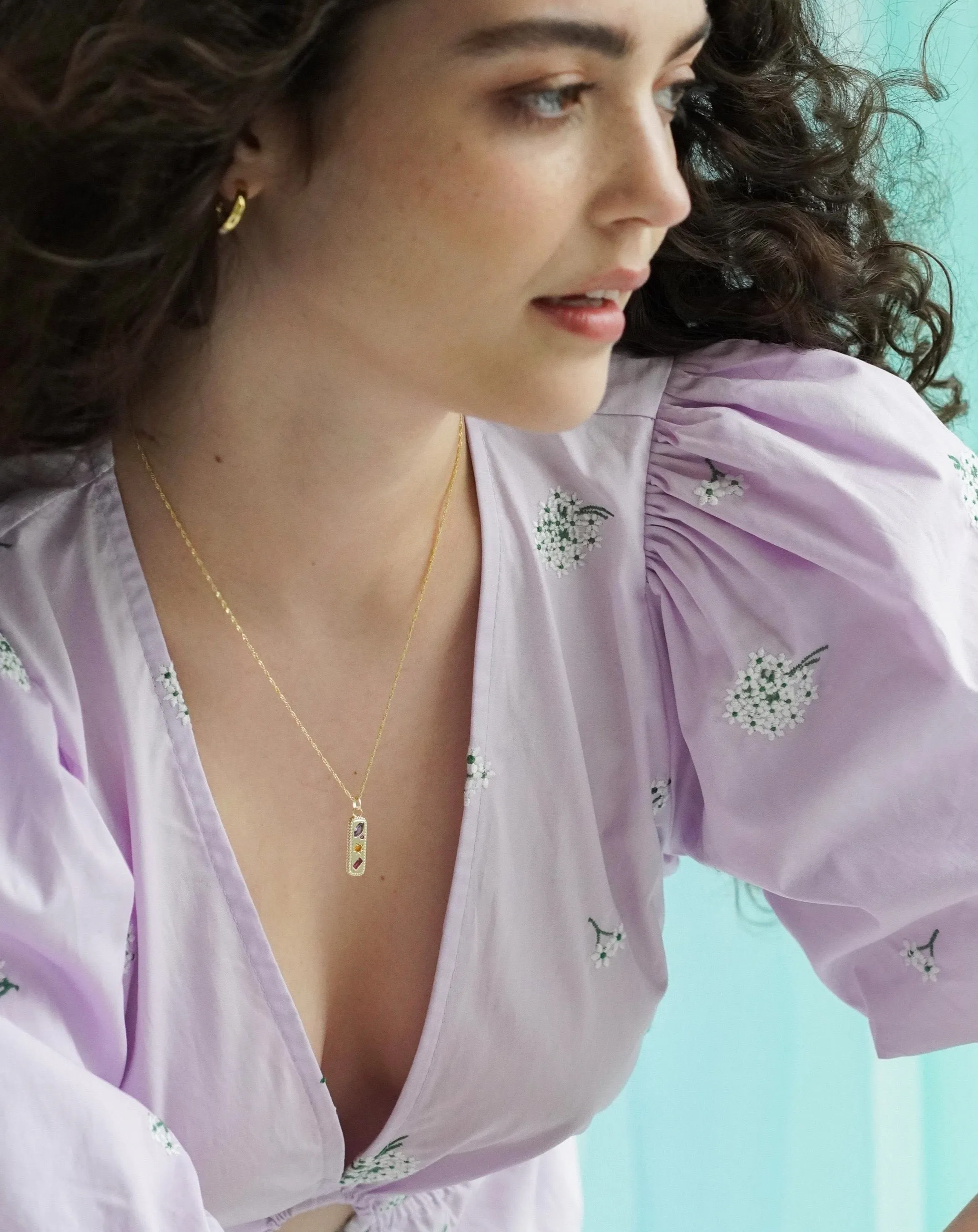 Kaleidoscope Gemstone Tag Pendant Necklace sold by Cara & The Sky product image thumbnail 5