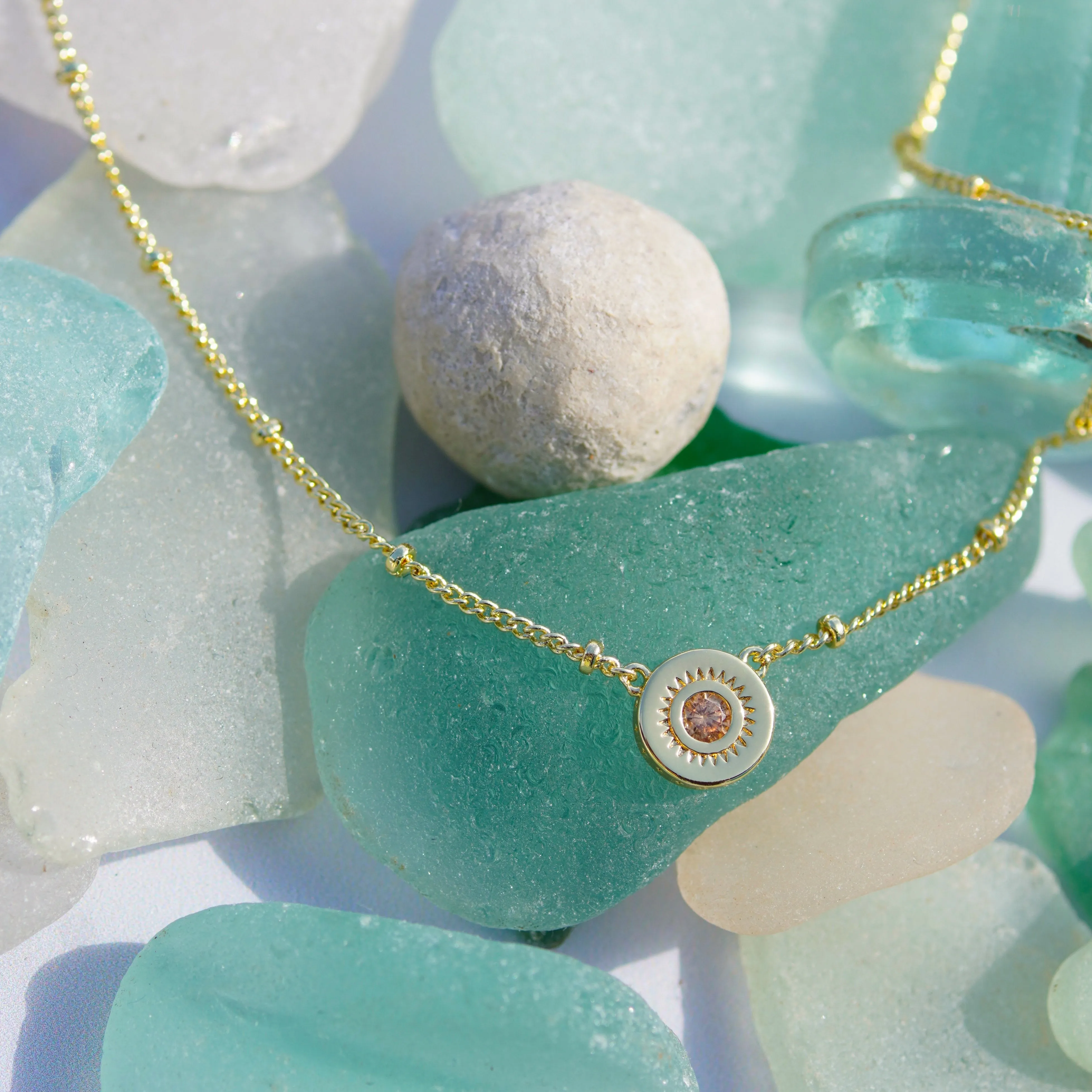 Champagne Jewelled Charm Necklace sold by Cara & The Sky product image thumbnail 4