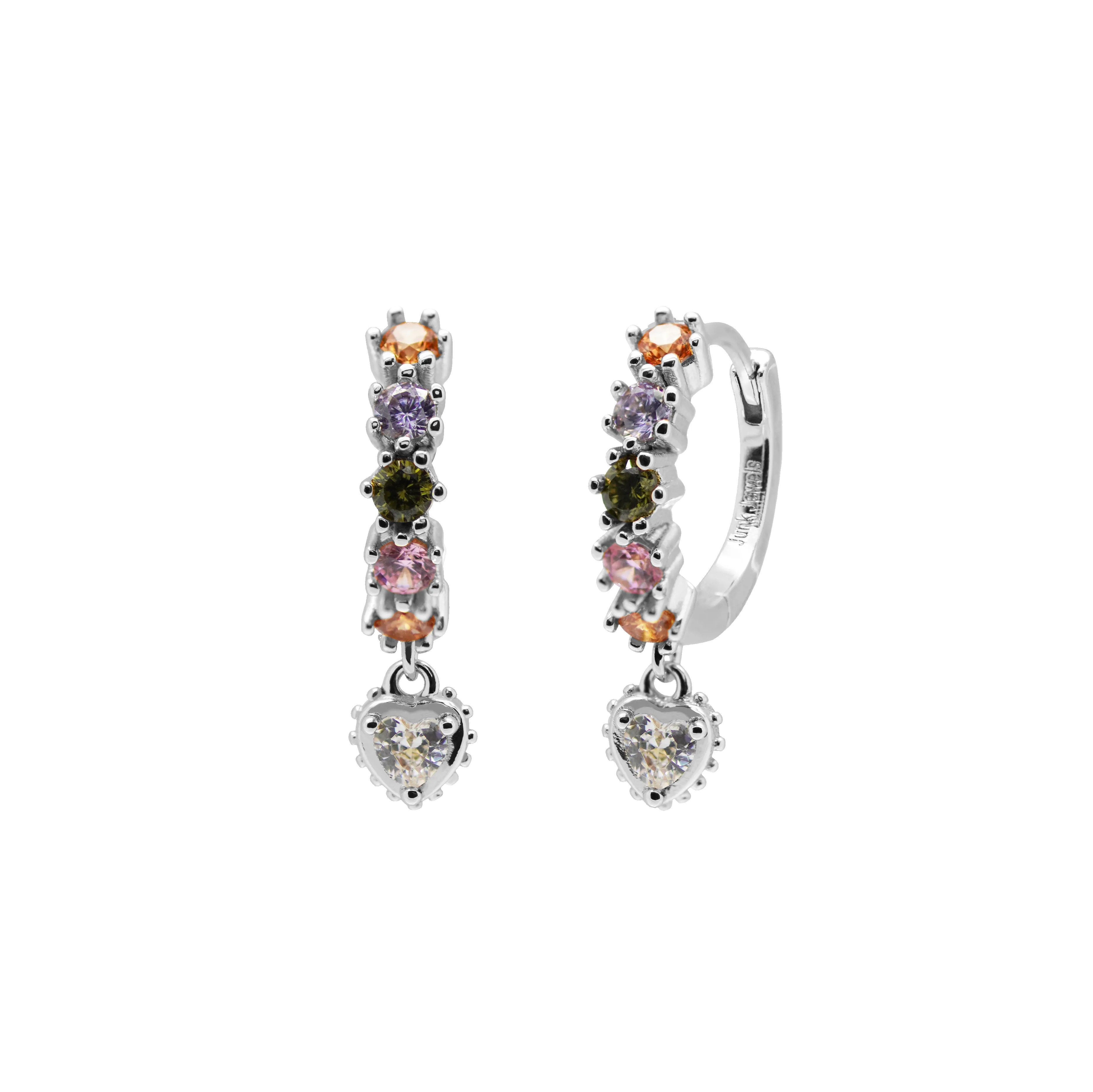 Pastel Stone Heart Charm Hoop Earrings sold by Cara & The Sky product image thumbnail 3