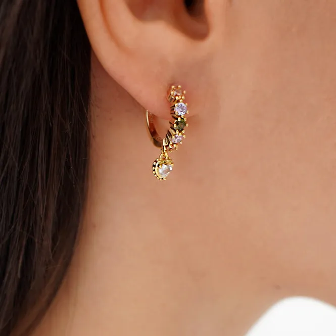 Pastel Stone Heart Charm Hoop Earrings sold by Cara & The Sky product image thumbnail 2