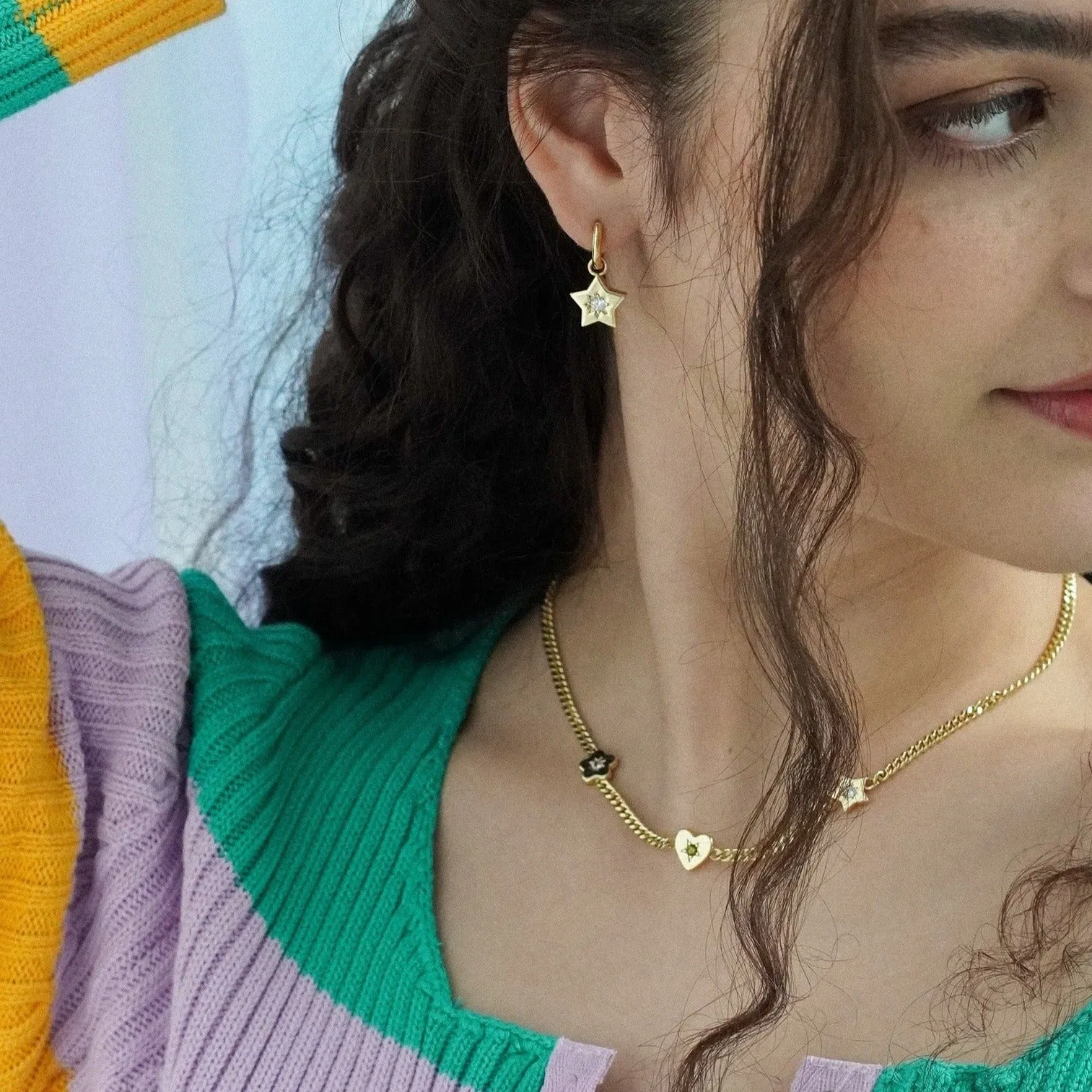 Retro Gemstone Charm Necklace sold by Cara & The Sky product image thumbnail 5