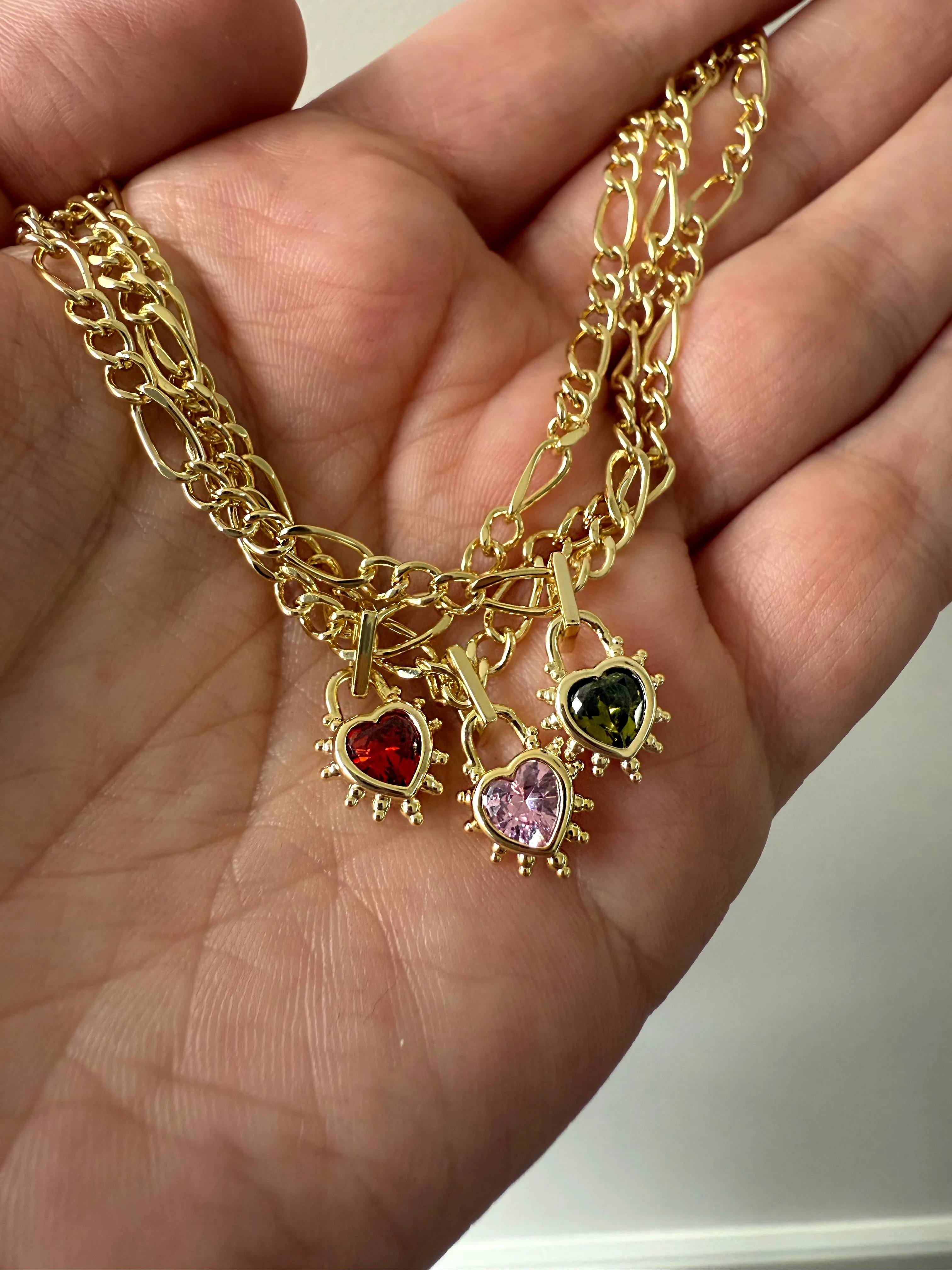 Pink Heart Chunky Figaro Necklace sold by Cara & The Sky product image thumbnail 4