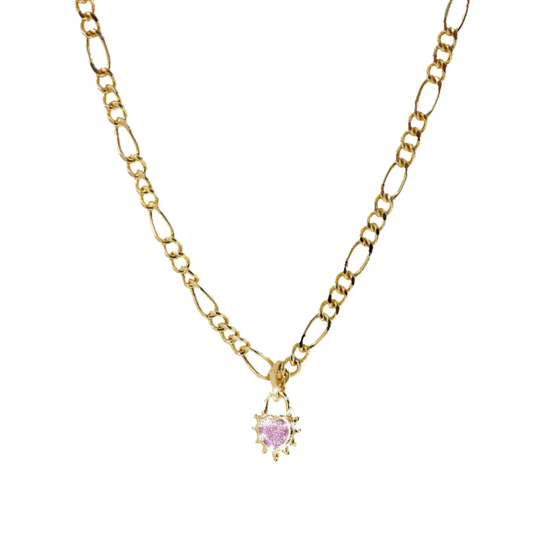 Pink Heart Chunky Figaro Necklace sold by Cara & The Sky