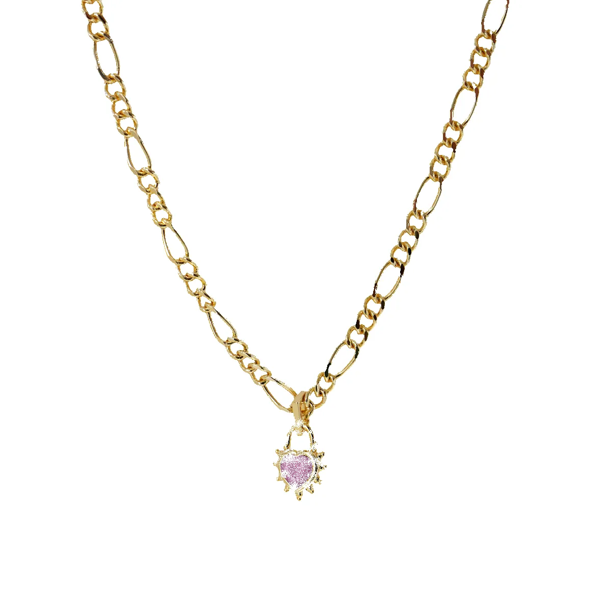 Pink Heart Chunky Figaro Necklace sold by Cara & The Sky