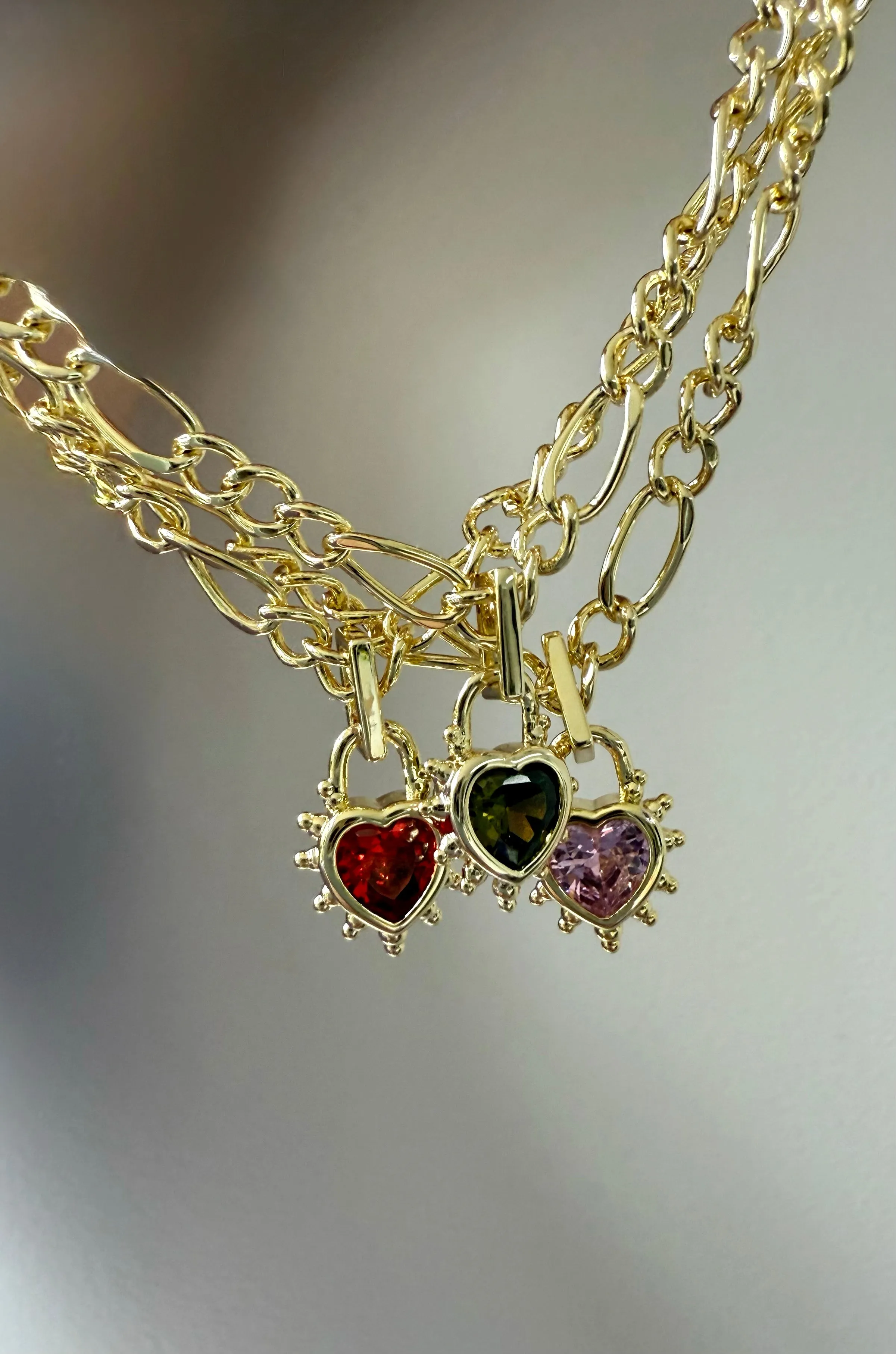 Pink Heart Chunky Figaro Necklace sold by Cara & The Sky product image thumbnail 2