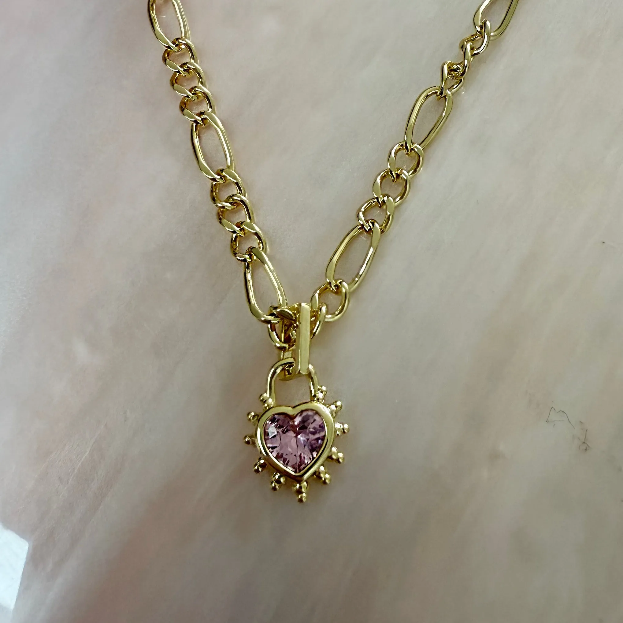 Pink Heart Chunky Figaro Necklace sold by Cara & The Sky product image thumbnail 3