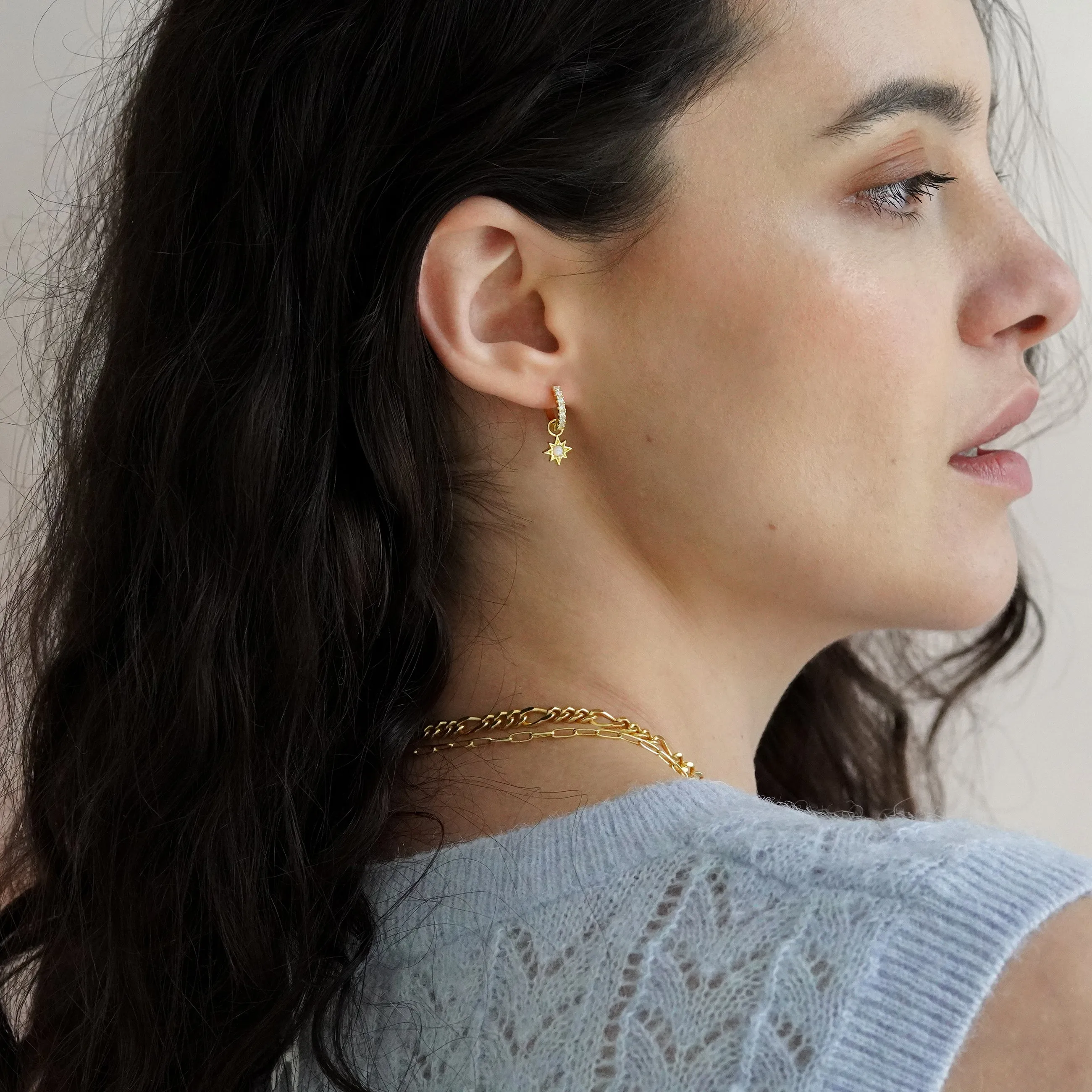 Opal Starburst Jewelled Hoop Earrings sold by Cara & The Sky product image thumbnail 5