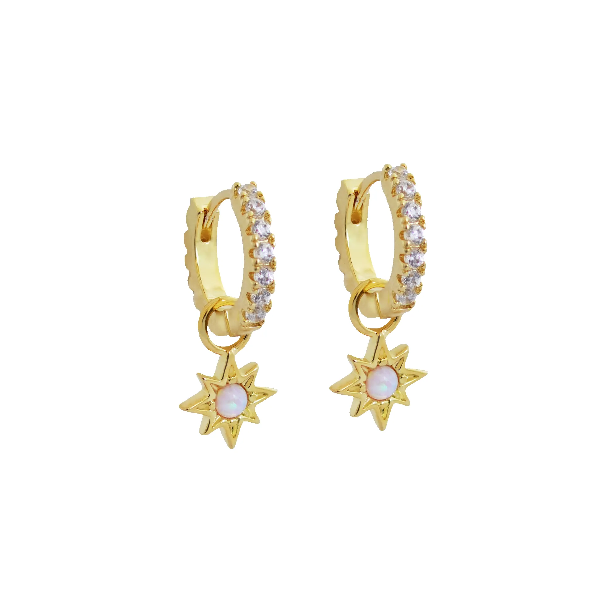Opal Starburst Jewelled Hoop Earrings sold by Cara & The Sky