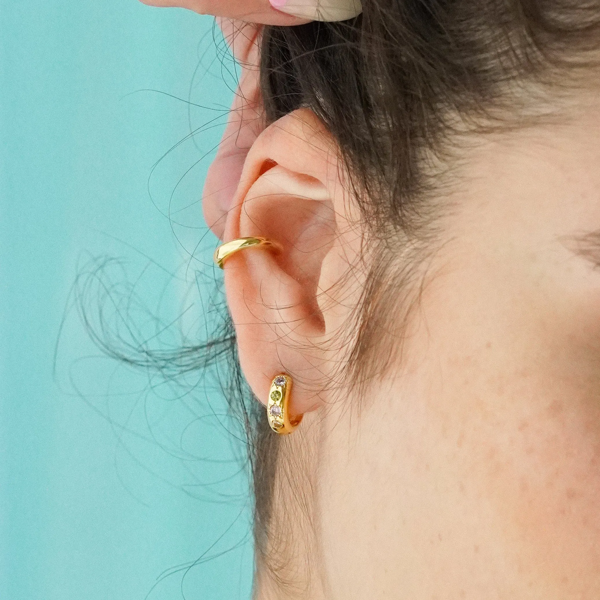 Pastel Stone Petite Hoop Earrings sold by Cara & The Sky product image thumbnail 2