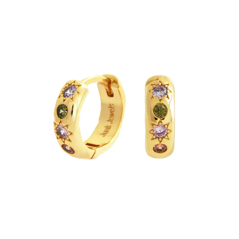 Pastel Stone Petite Hoop Earrings sold by Cara & The Sky