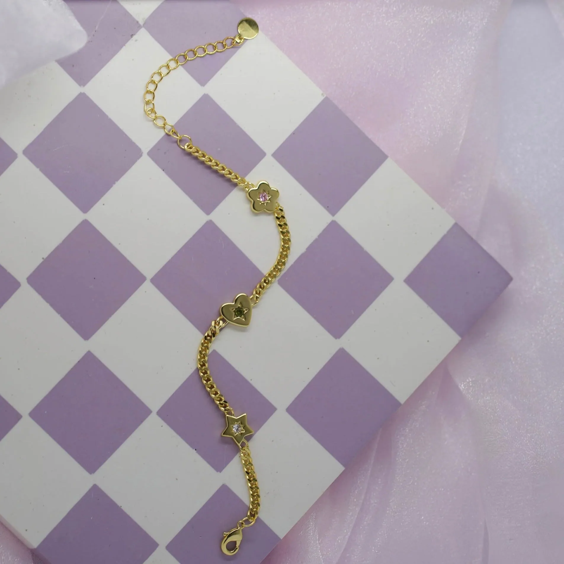 Retro Gemstone Charm Bracelet sold by Cara & The Sky product image thumbnail 5