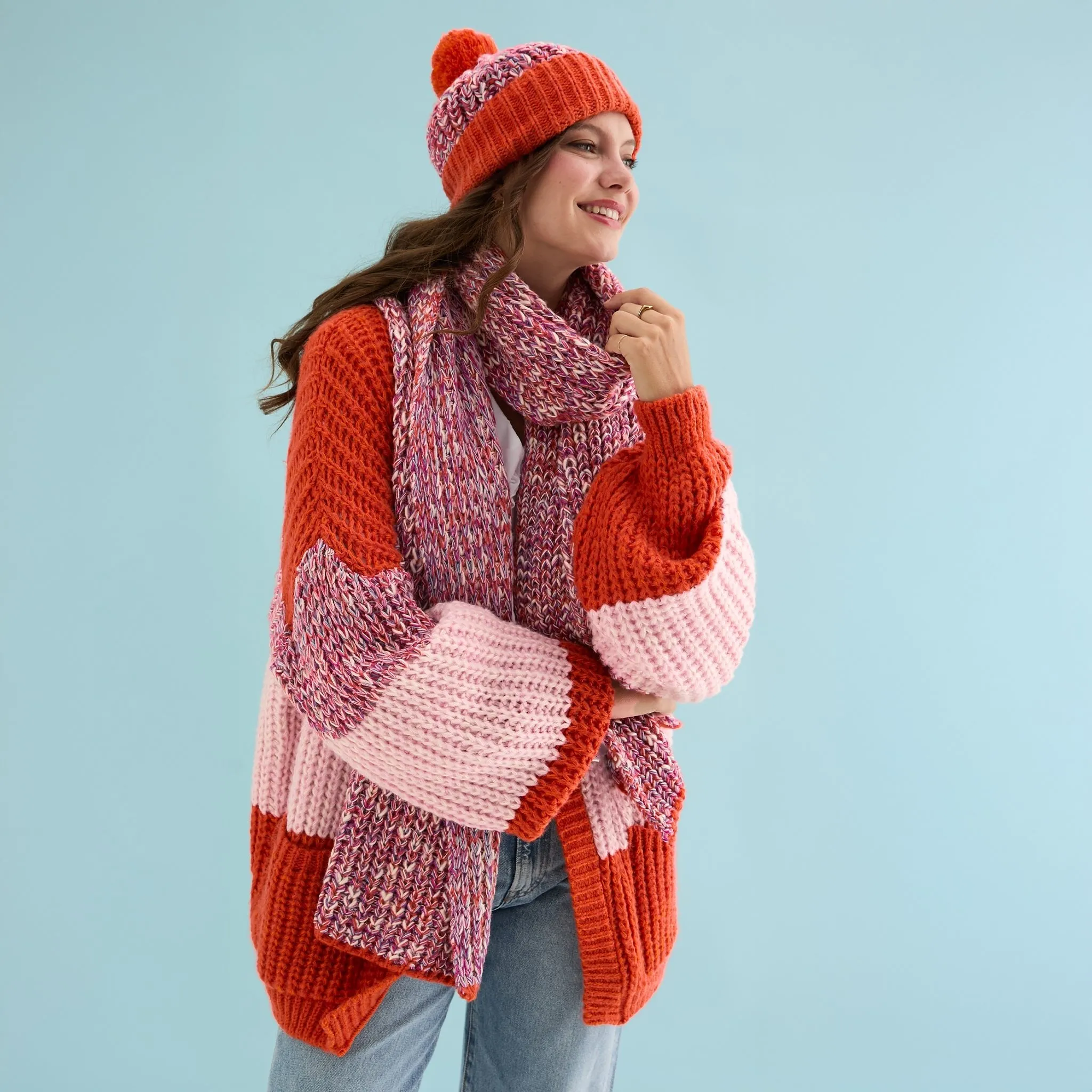 Janie Cardigan, Florence Scarf and Lolly Hat Set - Orange sold by Cara & The Sky product image thumbnail 3