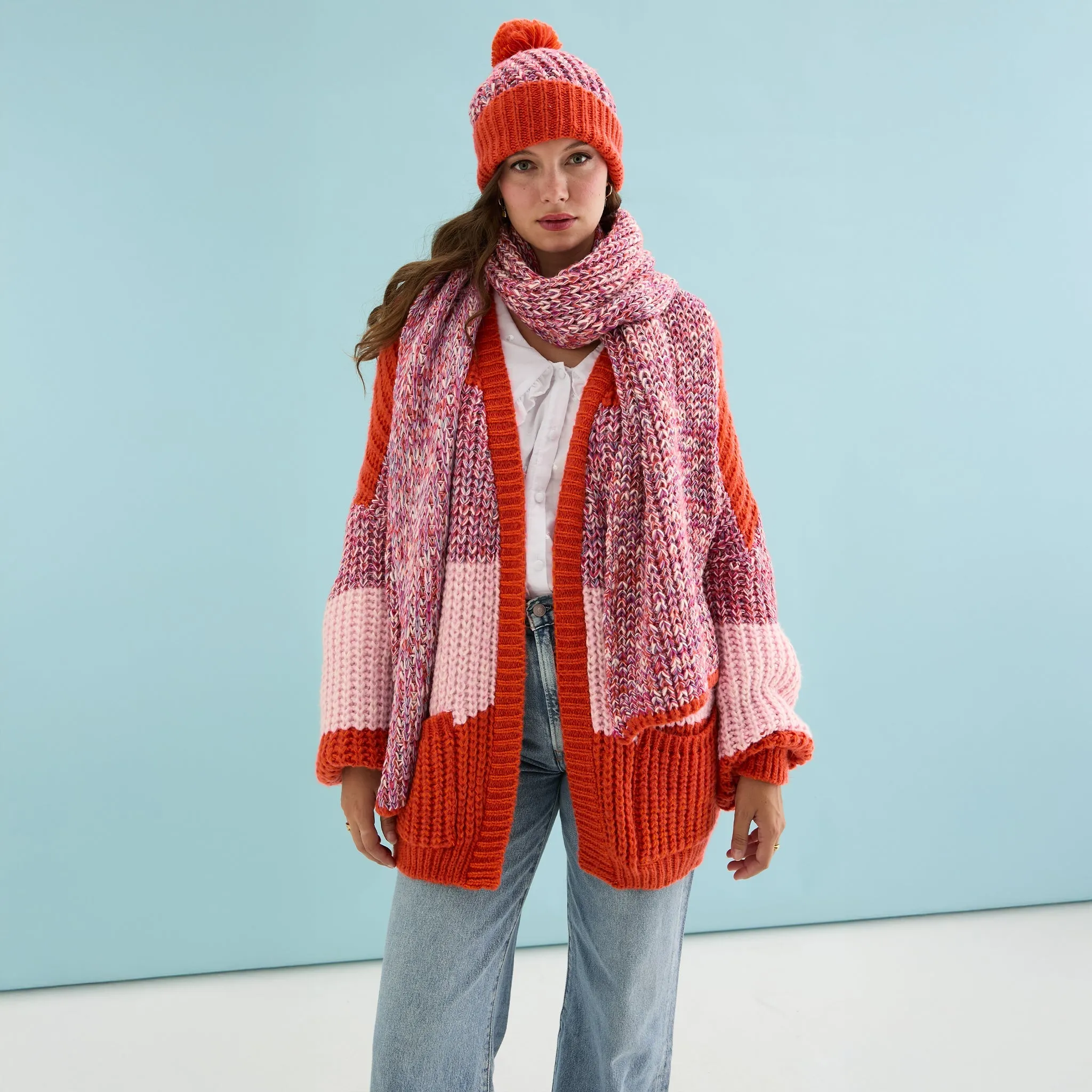 Janie Cardigan, Florence Scarf and Lolly Hat Set - Orange sold by Cara & The Sky product image thumbnail 4