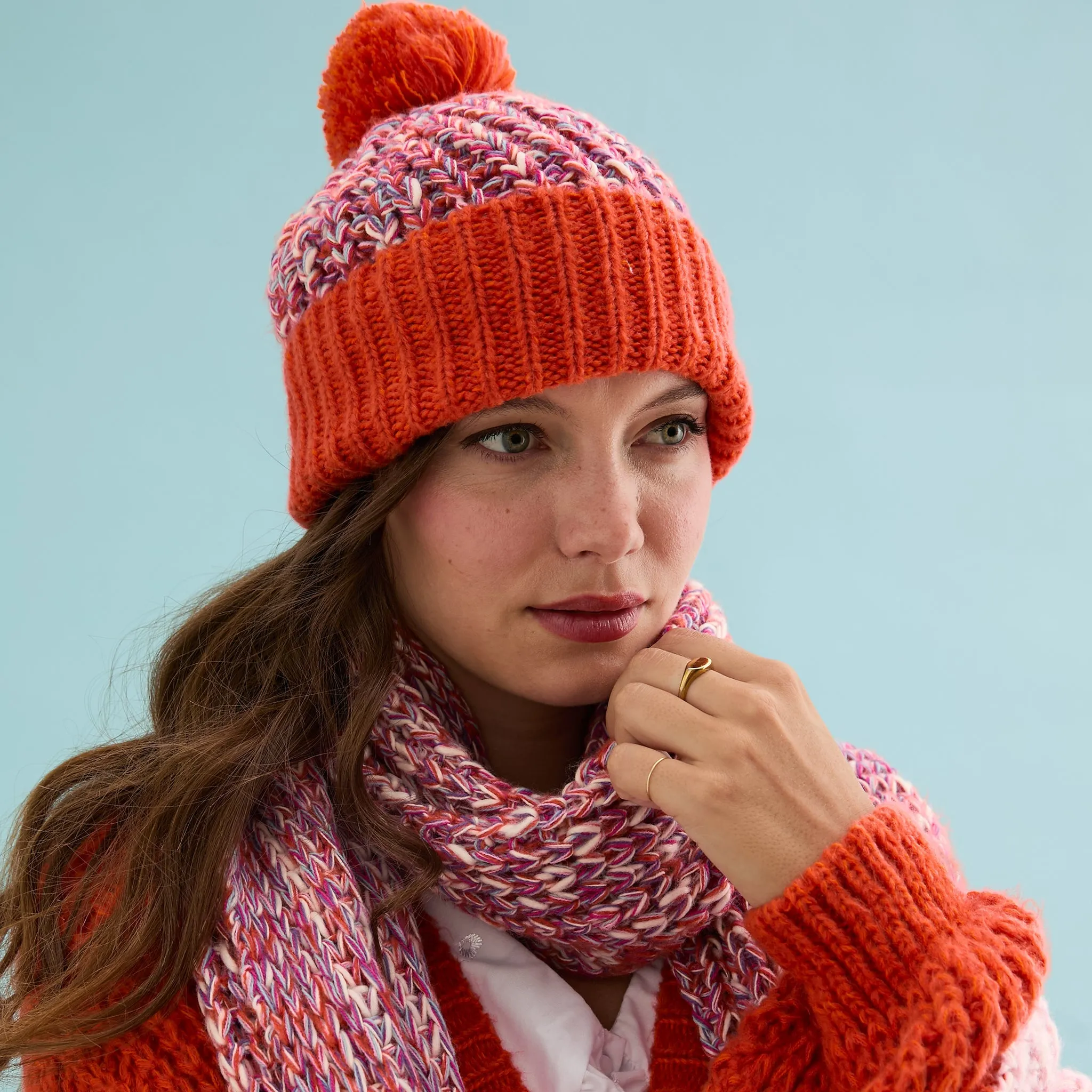 Janie Cardigan, Florence Scarf and Lolly Hat Set - Orange sold by Cara & The Sky product image thumbnail 2