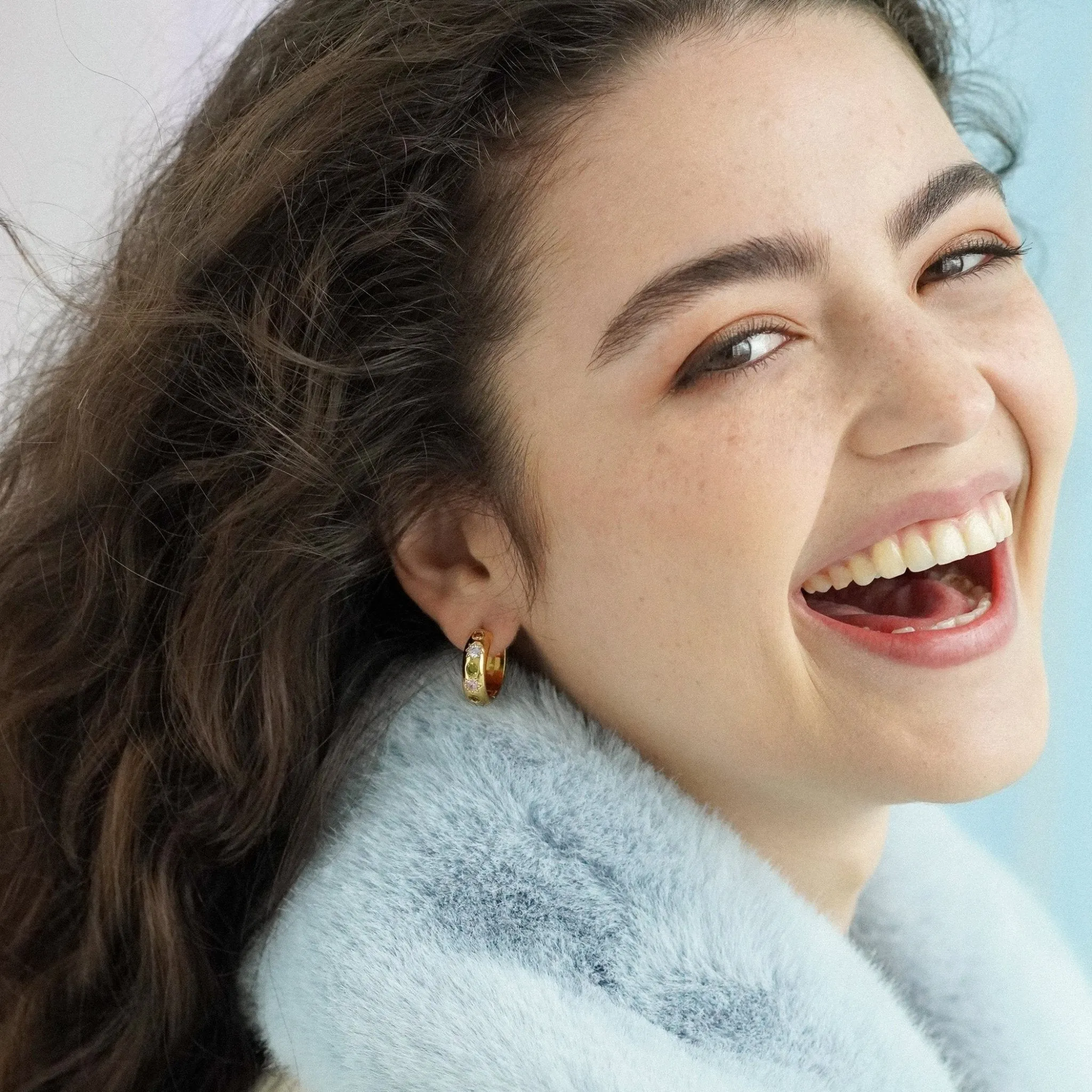 Pastel Stone Chunky Large Hoop Earrings sold by Cara & The Sky product image thumbnail 5