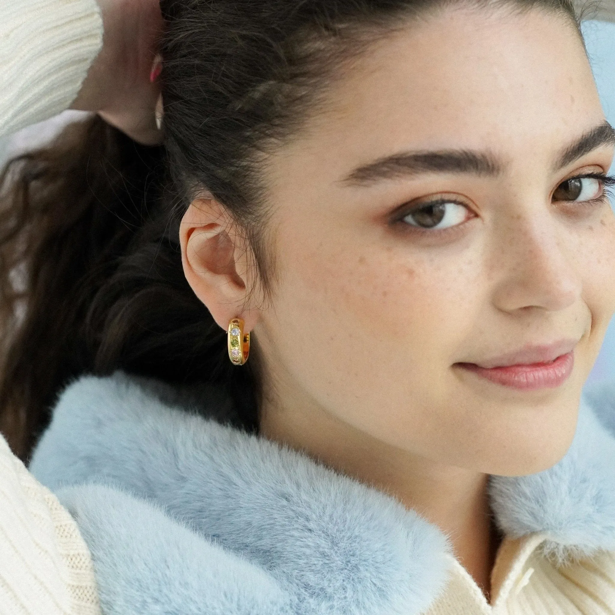 Pastel Stone Chunky Large Hoop Earrings sold by Cara & The Sky product image thumbnail 2